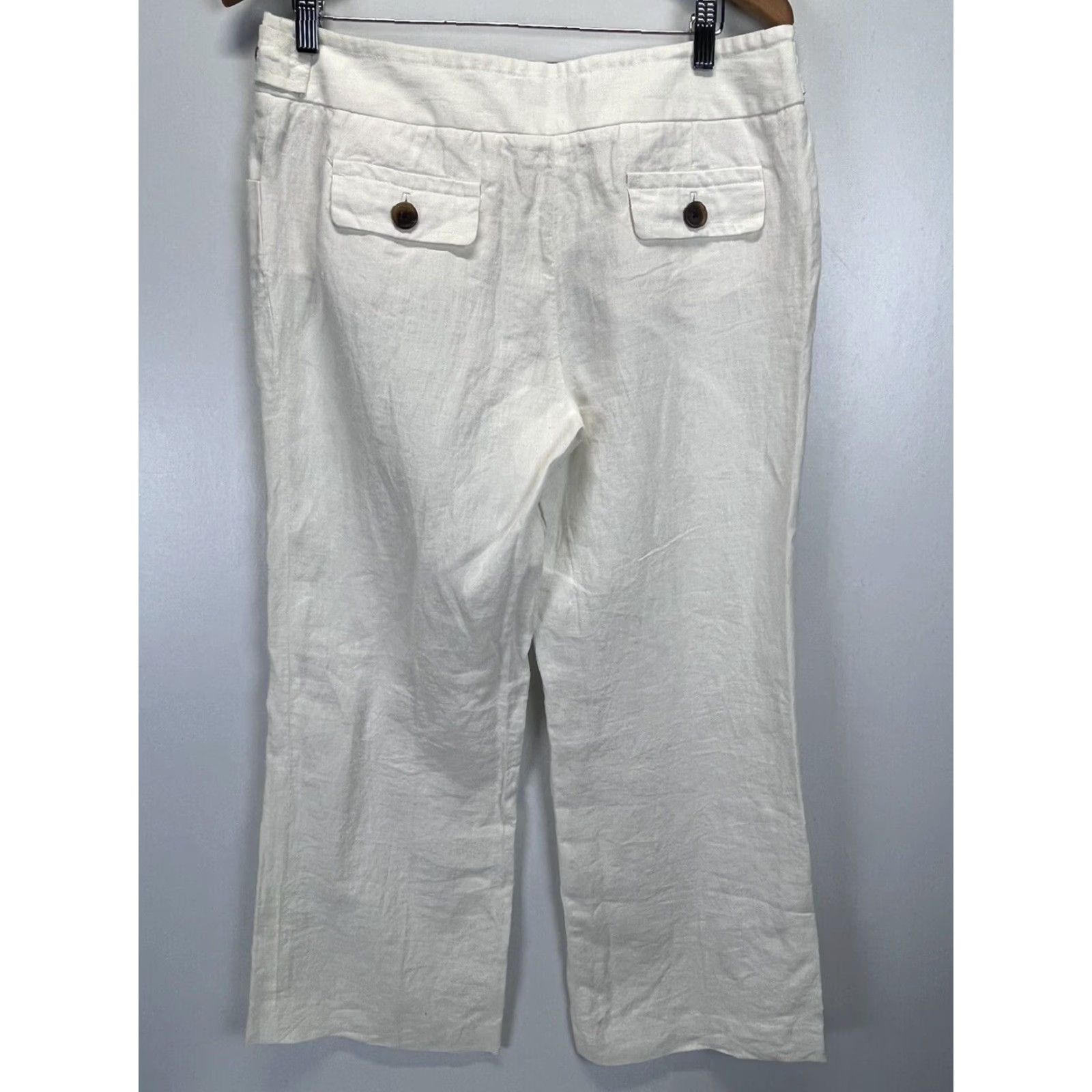 J.Crew J. CREW X BAIRD MCNUTT Ladies Linen Wide-Leg Pants Size 10 Ivory Flat Front Casual Travel Size 32" / US 10 / IT 46 - 3 Thumbnail