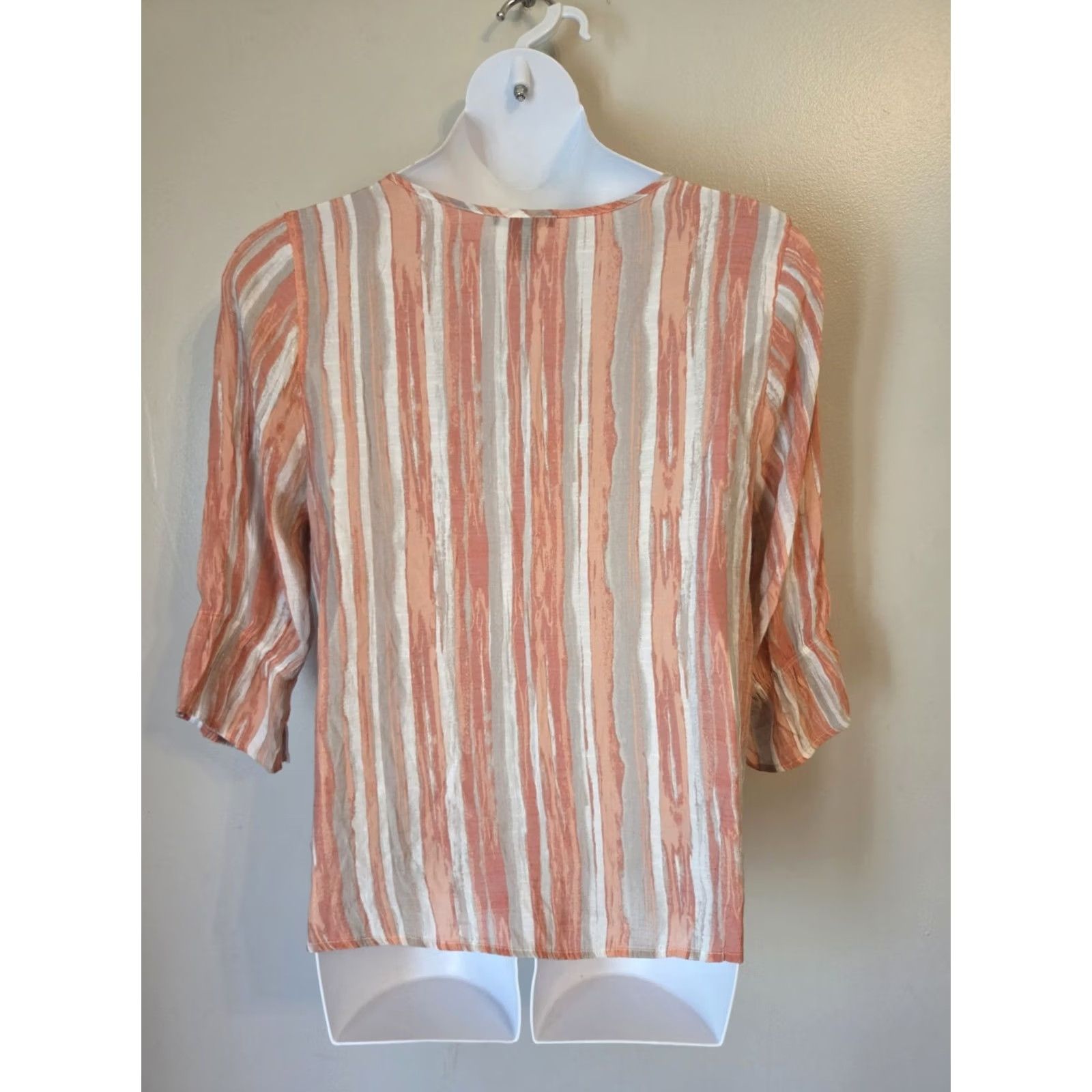 Bell Robert Louis Womens 1X Orange Tan Stripe Bell Sleeve Boho Hippie Top Shirt Womens 1X Orange Tan Stripe Bell Sleeve Boho Hippie Top Size XL / US 12-14 / IT 48-50 - 5 Thumbnail