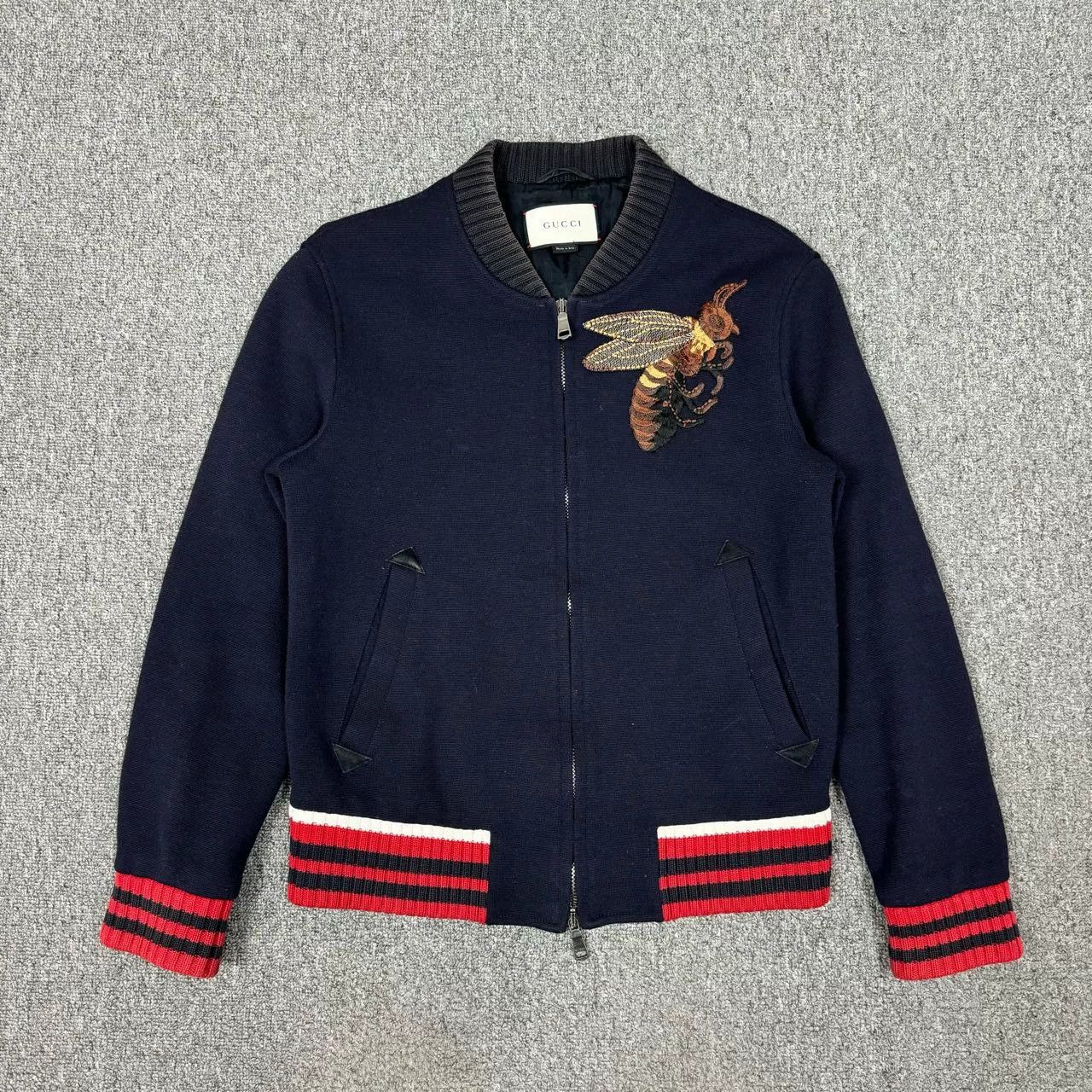 Gucci Gucci Black Bee Embroidered Wool Jacket Size US M / EU 48-50 / 2 - 1 Thumbnail