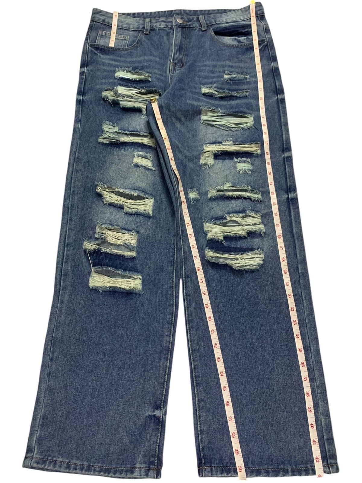 Japanese Brand SALES🔥Vintage Japanese Brand Blue Wash Ripped Baggy Jeans Size US 36 / EU 52 - 15 Thumbnail
