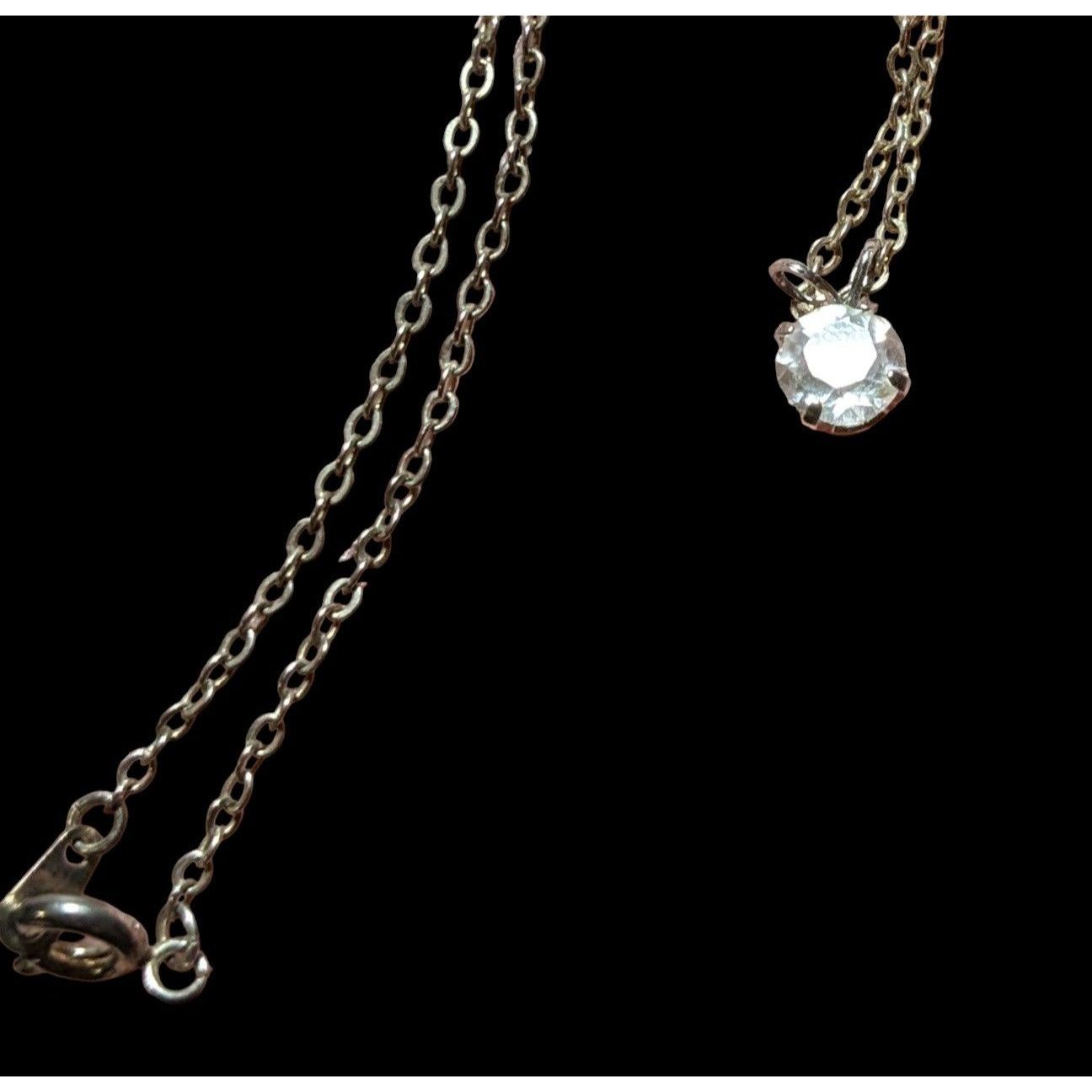 Other Silver Minimalist Clear Glass Stone Necklace Size ONE SIZE - 4 Thumbnail