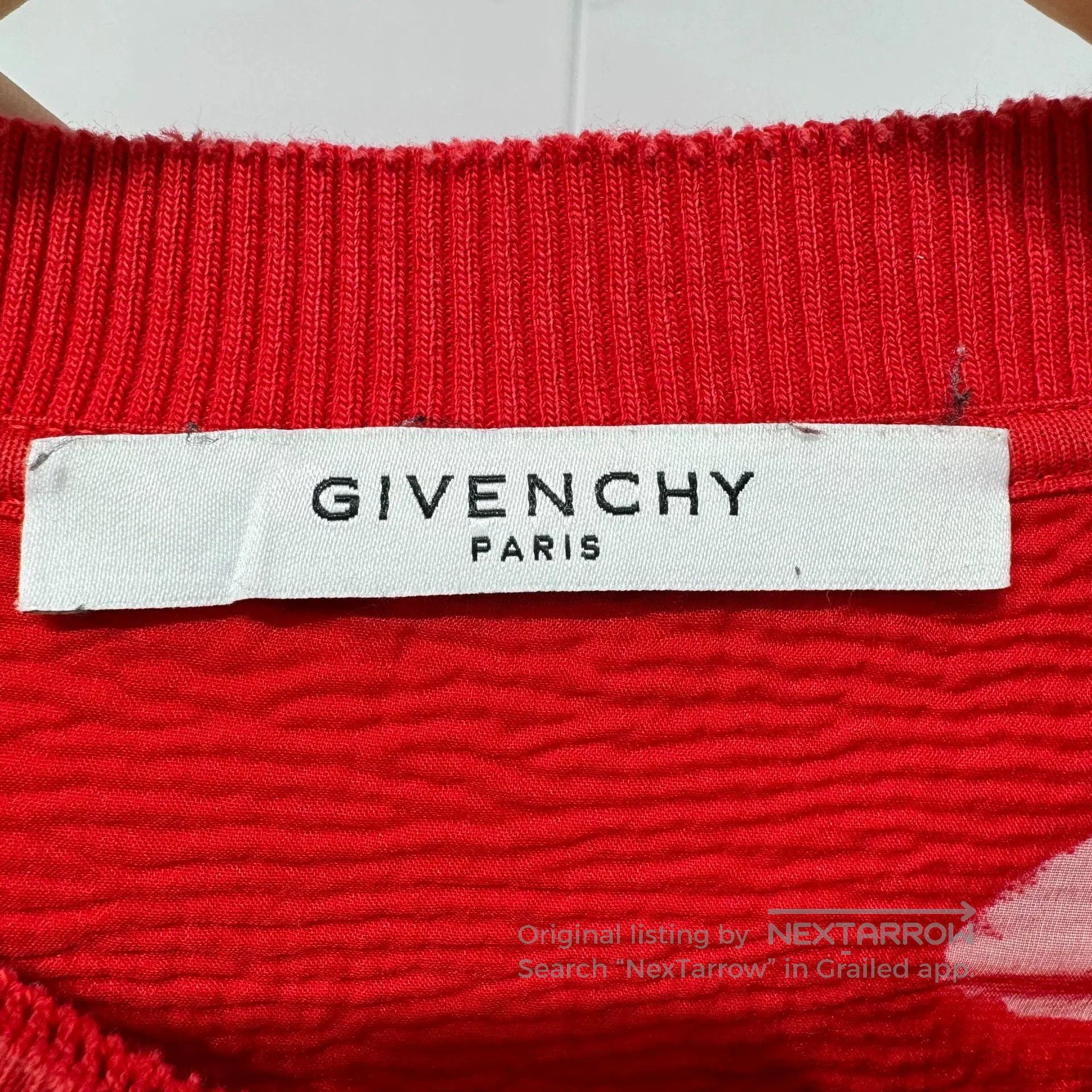 Givenchy Givenchy Red Distressed Logo Sweatshirt. Size US L / EU 52-54 / 3 - 3 Thumbnail