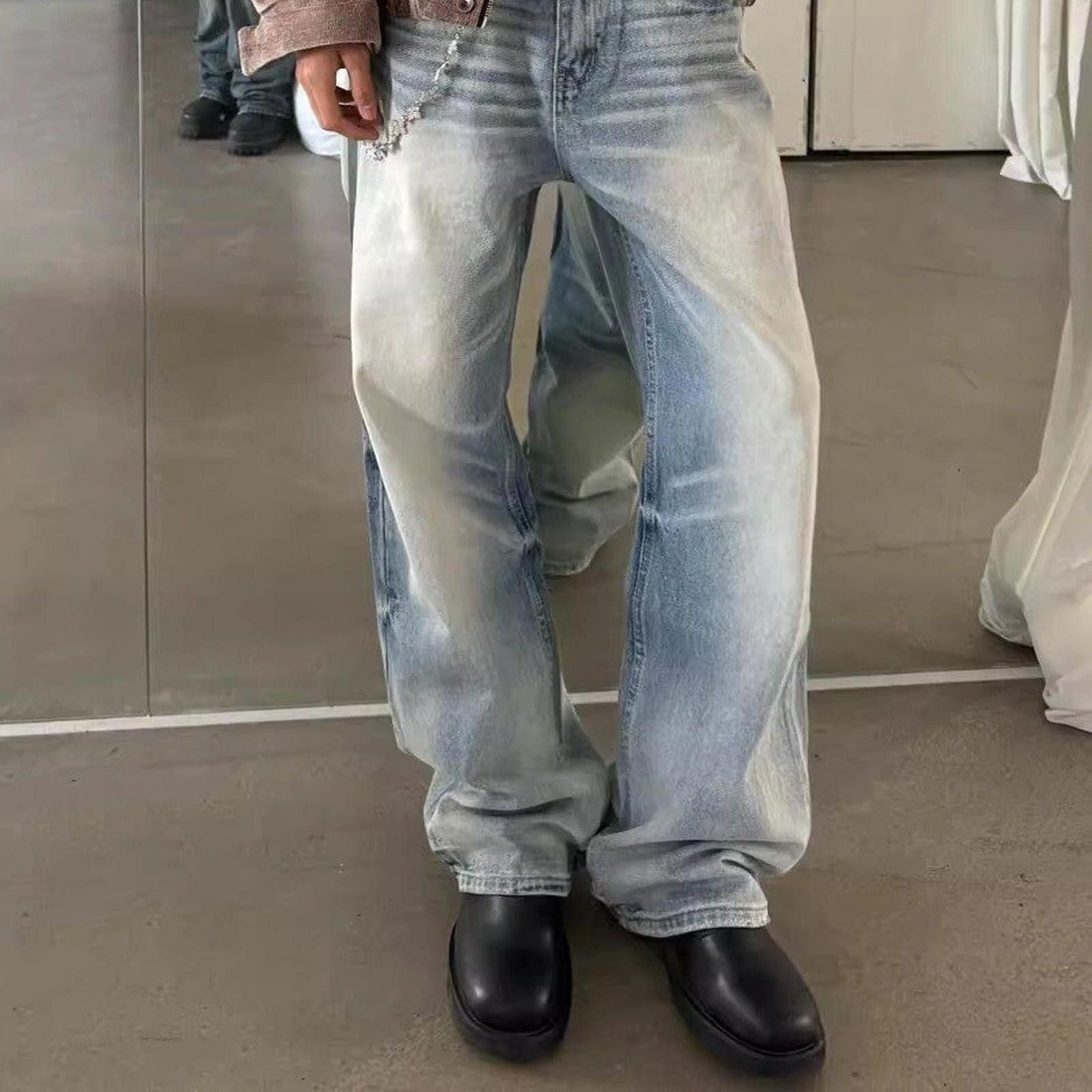 Jean Whiskered Icy Blue Jeans – A-Line, Cleanfit Flare Fit Size US 32 / EU 48 - 6 Thumbnail
