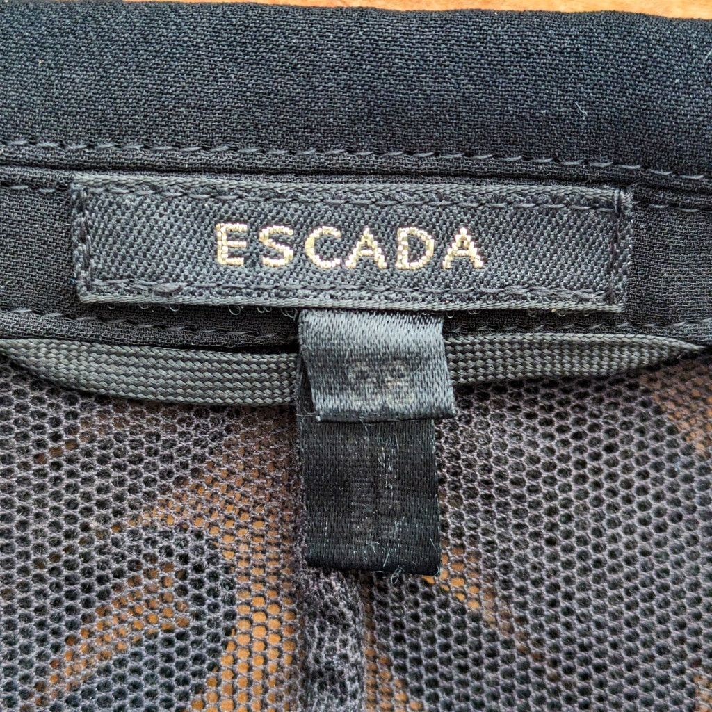 Escada Escada Silk & Cotton Intricate Black Floral Mesh Jacket Top Size XS / US 0-2 / IT 36-38 - 2 Thumbnail
