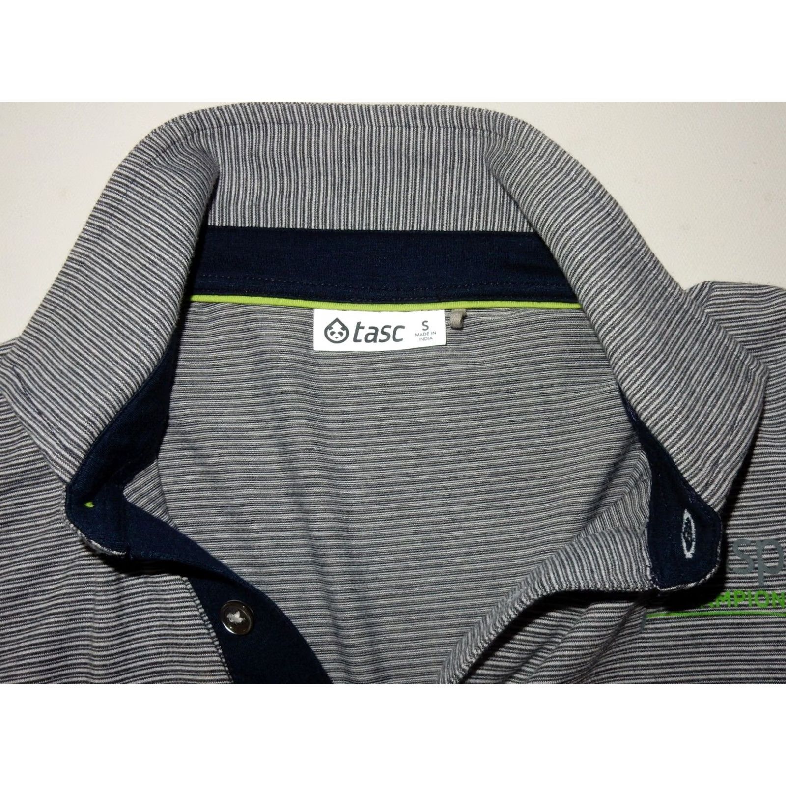 Vintage Tasc Polo Shirt Mens Size S Gray Striped Short Sleeve Polo Shirt Valspar Championship Size US S / EU 44-46 / 1 - 5 Thumbnail