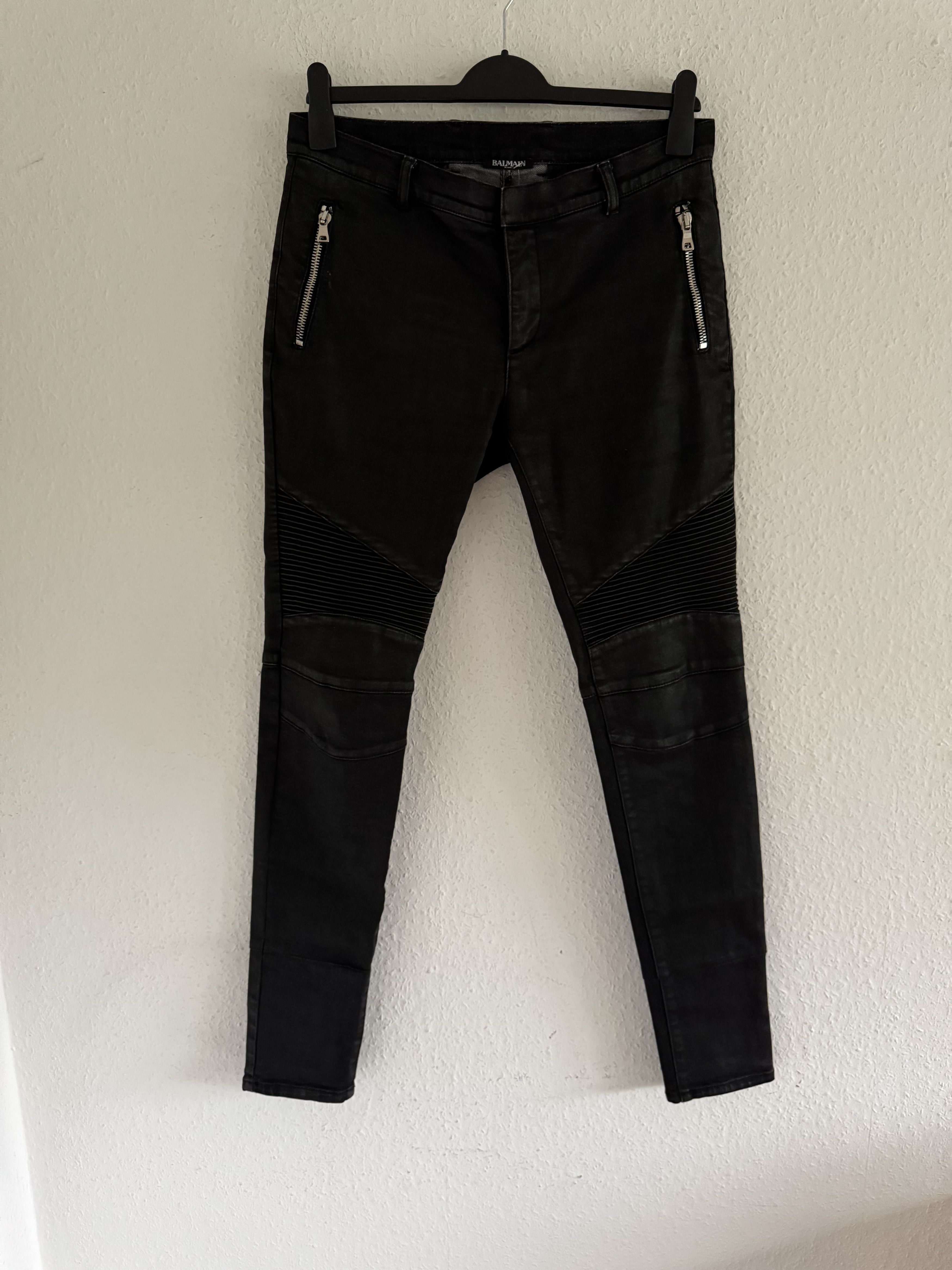 Balmain Waxed Biker Denim Jeans Size US 31 - 2 Thumbnail