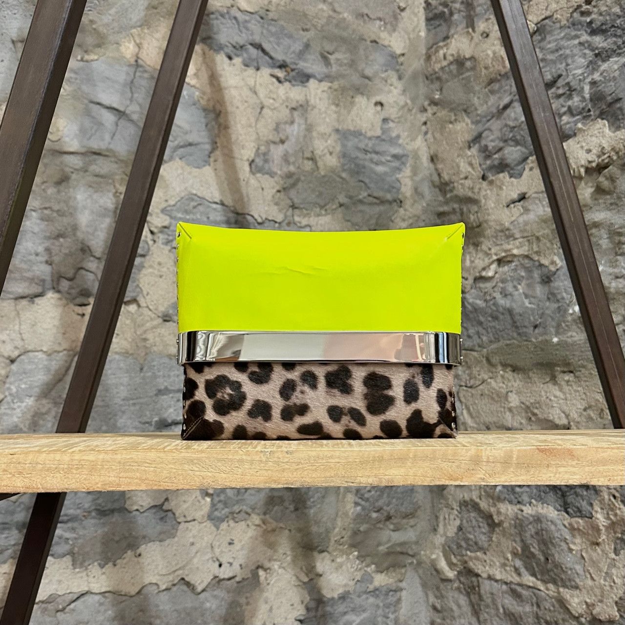 Jimmy Choo Jimmy Choo Neon Yellow Pony Hair Leopard Daphne Clutch Size ONE SIZE - 2 Thumbnail