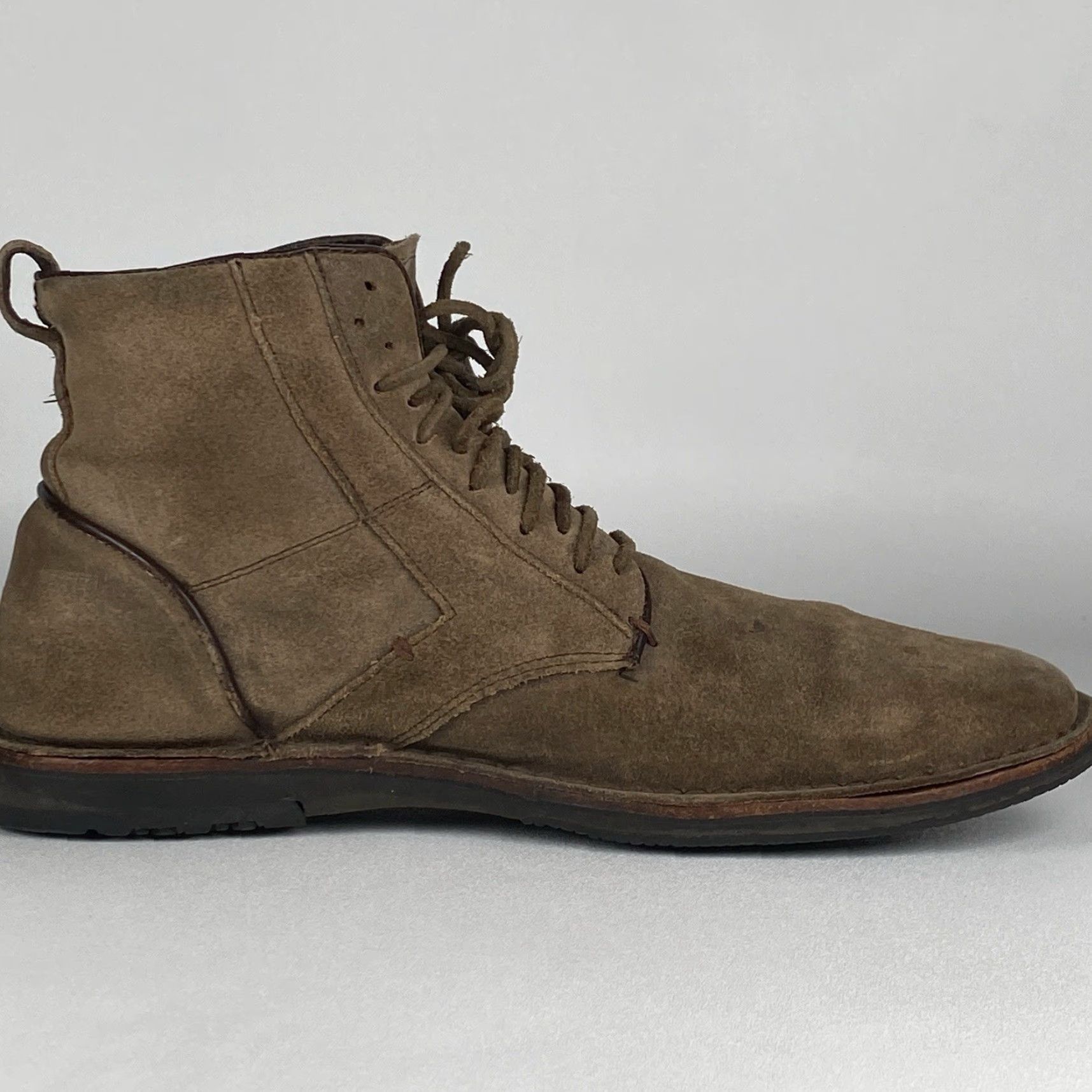 John Varvatos John Varvatos Barrett Boots Mens Leather Lace Up Ankle Chukka Bootie 10.5 Brown Rubber Burnished Toe Exposed Zippers M Contribution Size US 11 / EU 44 - 5 Thumbnail