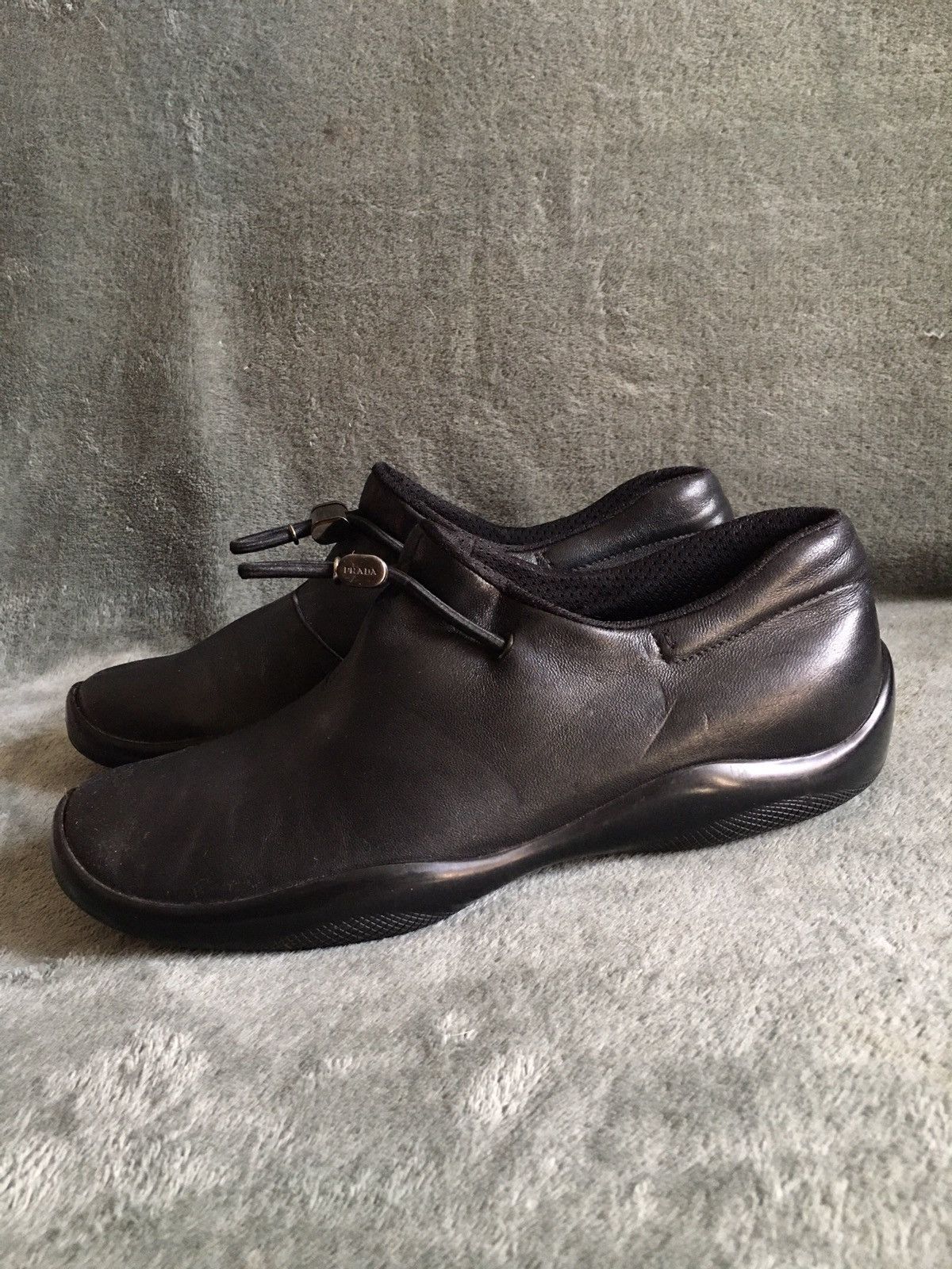 Prada Prada Toblach Black Leather Low Top Sneakers Size 38.5 Size US 8.5 / IT 38.5 - 5 Thumbnail