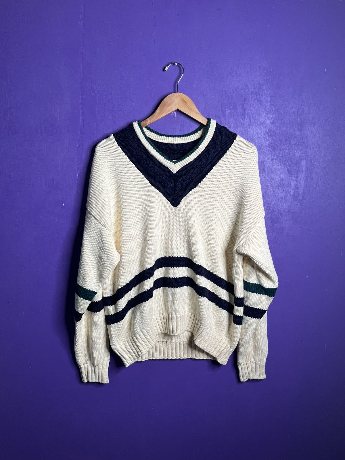 Gap × Vintage Vintage 90s GAP V-neck thick two tone sweater Size US M / EU 48-50 / 2 - 1 Thumbnail