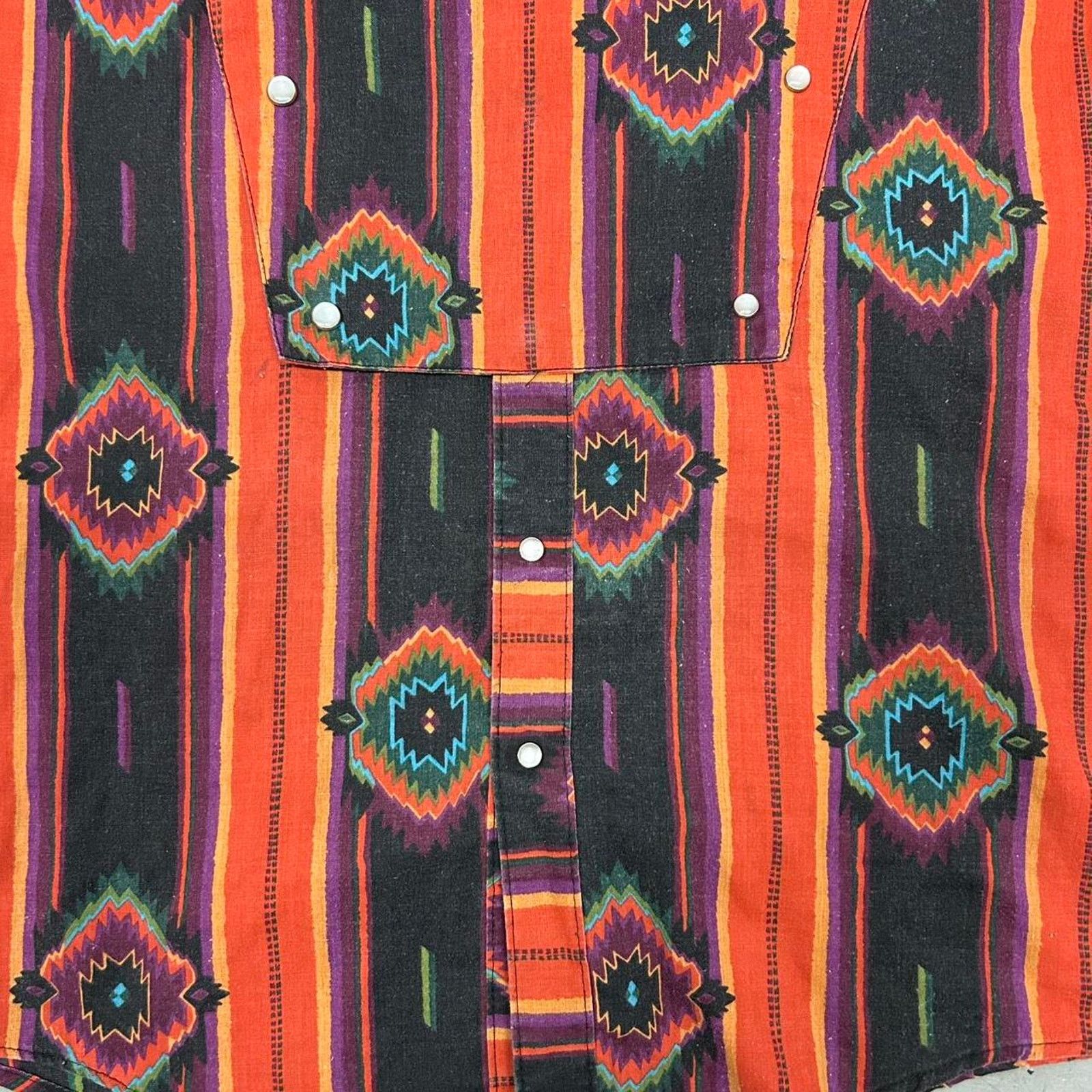 Rockmount Ranch Wear Vtg 70s tru west rockmount ranch Wear Rayon Aztec Pearl Snap Size US L / EU 52-54 / 3 - 3 Thumbnail