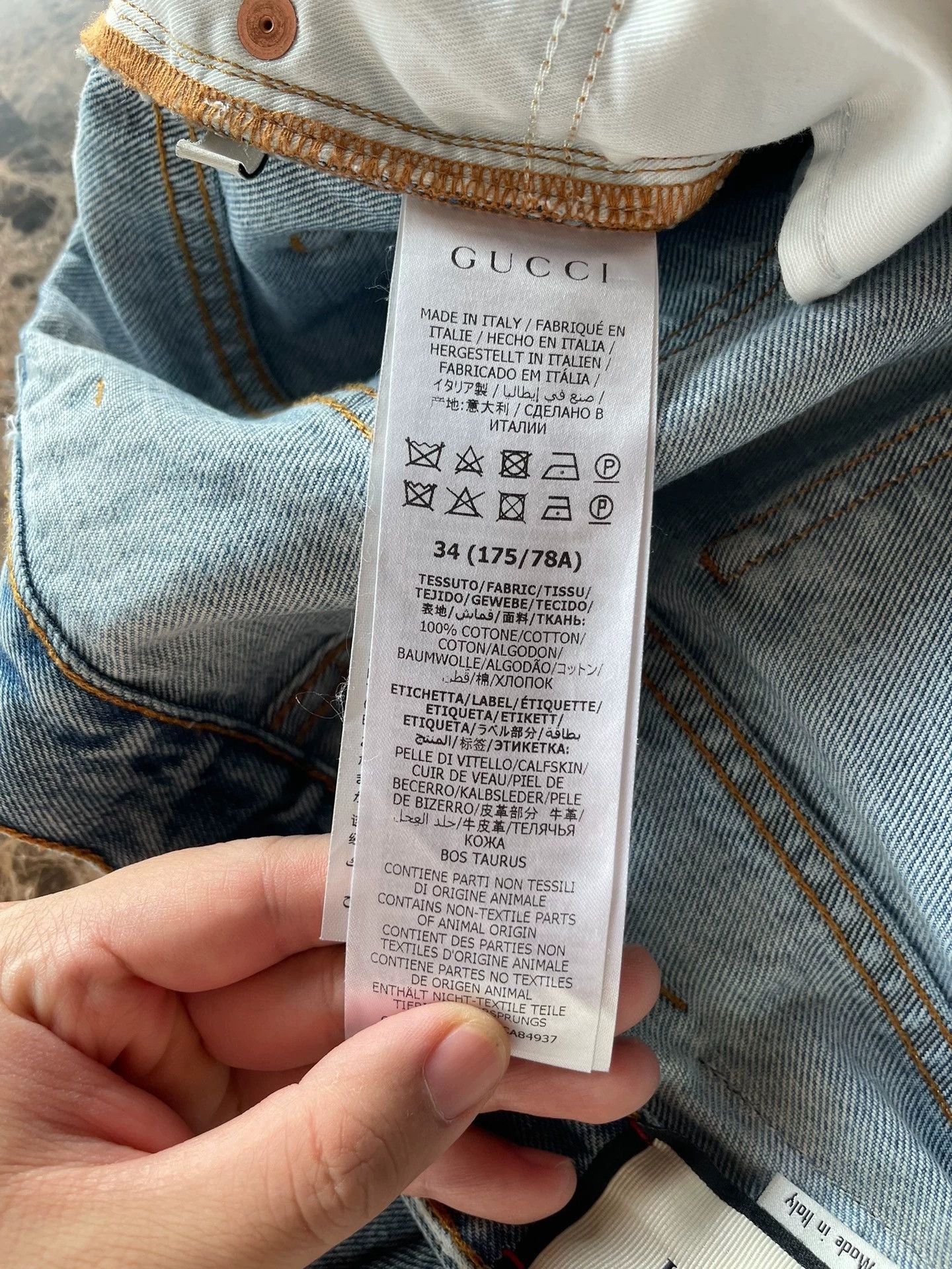 Gucci Gucci Light Blue Distressed Pants 34 (New, Logo Patch) Size US 34 / EU 50 - 3 Thumbnail