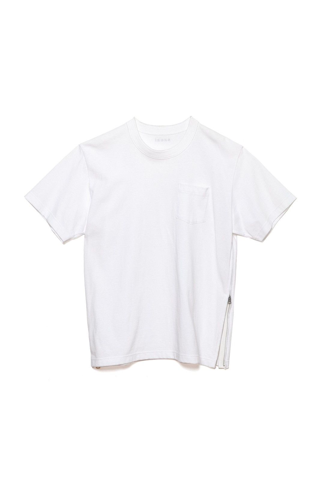 image of Sacai Side Zip Pocket Tee in White, Men's (Size Large)