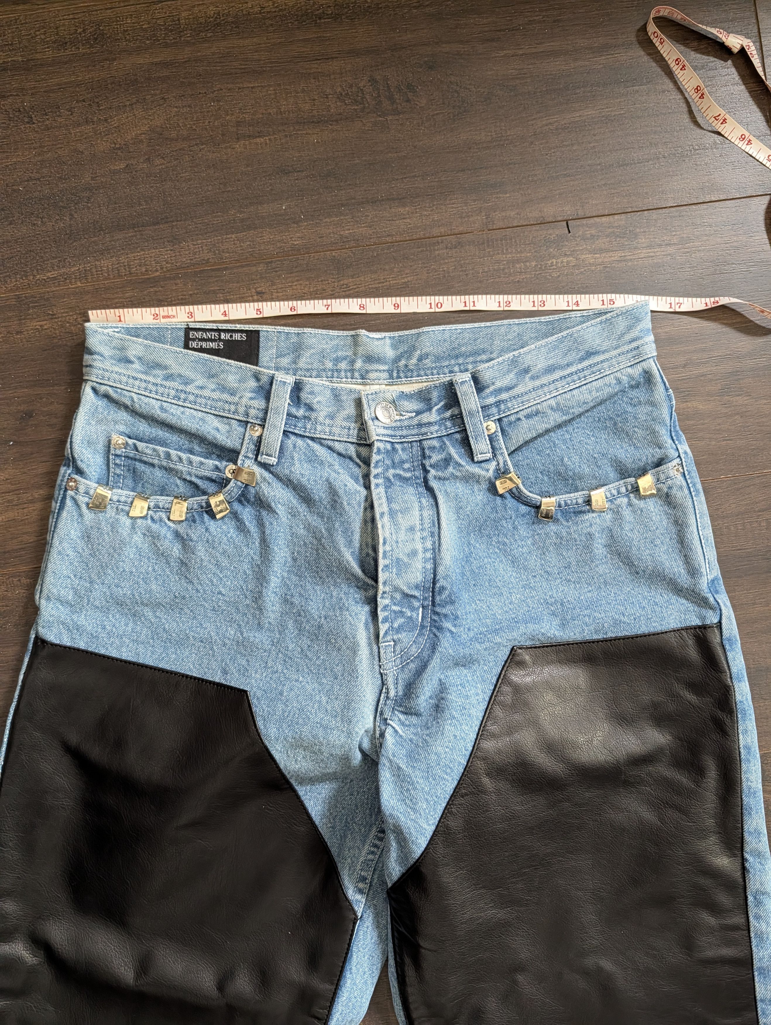 Enfants Riches Deprimes GRAIL Leather double knee jeans with lighter tip details Size US 30 / EU 46 - 16 Thumbnail