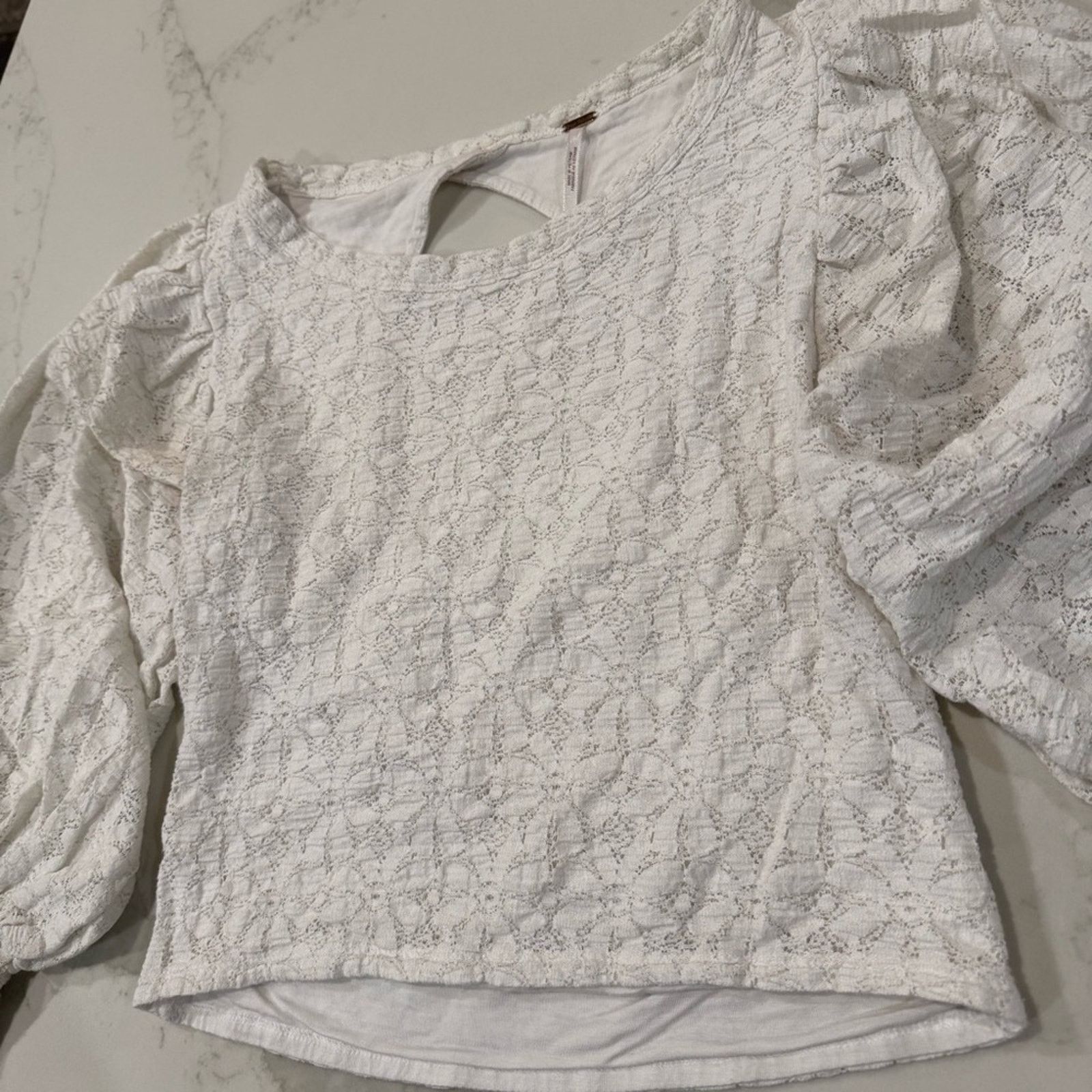 Free People Free People Jasmine Puff Sleeve Lace Crop Top Womens Medium Size M / US 6-8 / IT 42-44 - 8 Thumbnail
