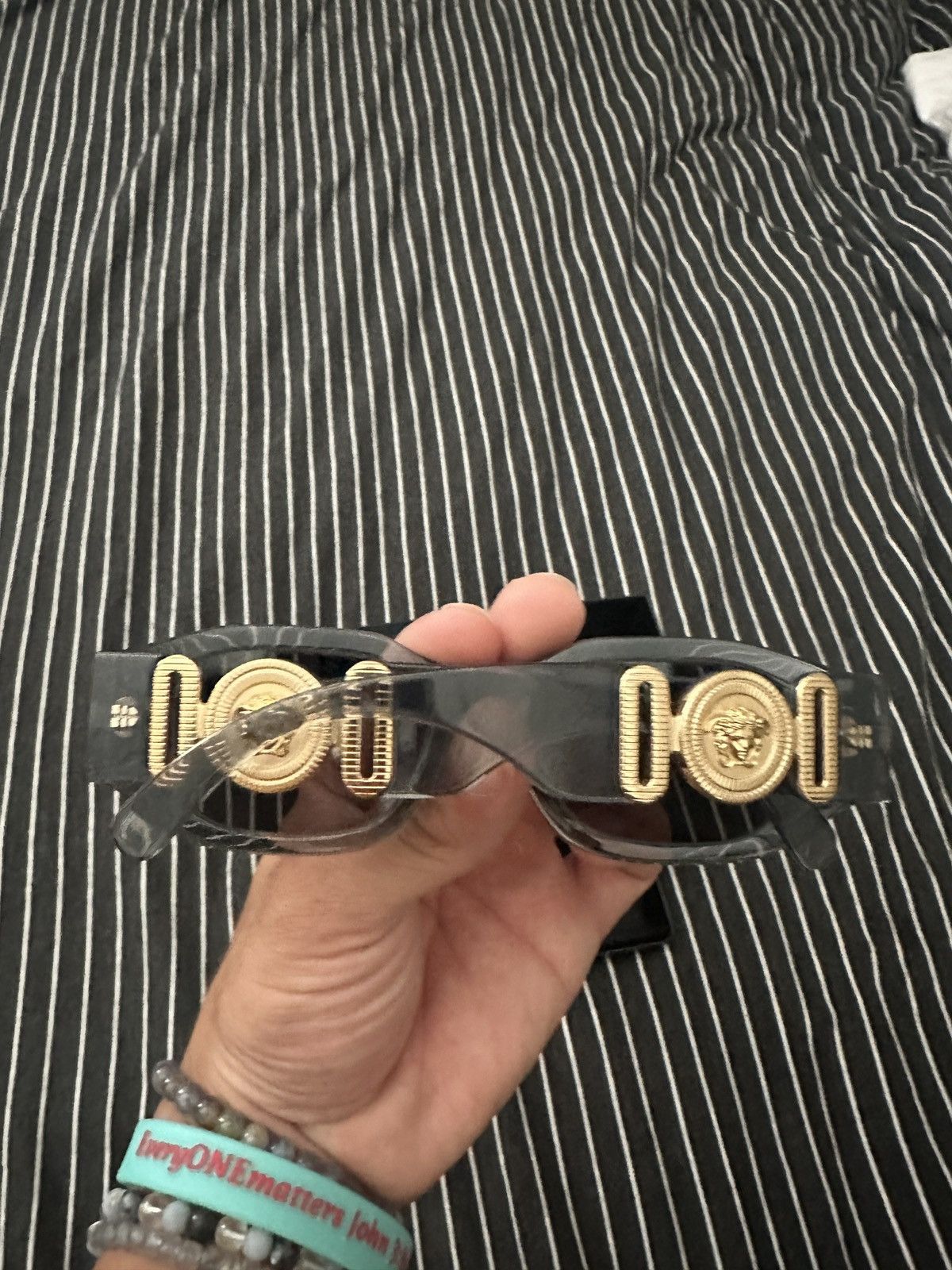 image of Versace Sunglasses in Silver, Men's