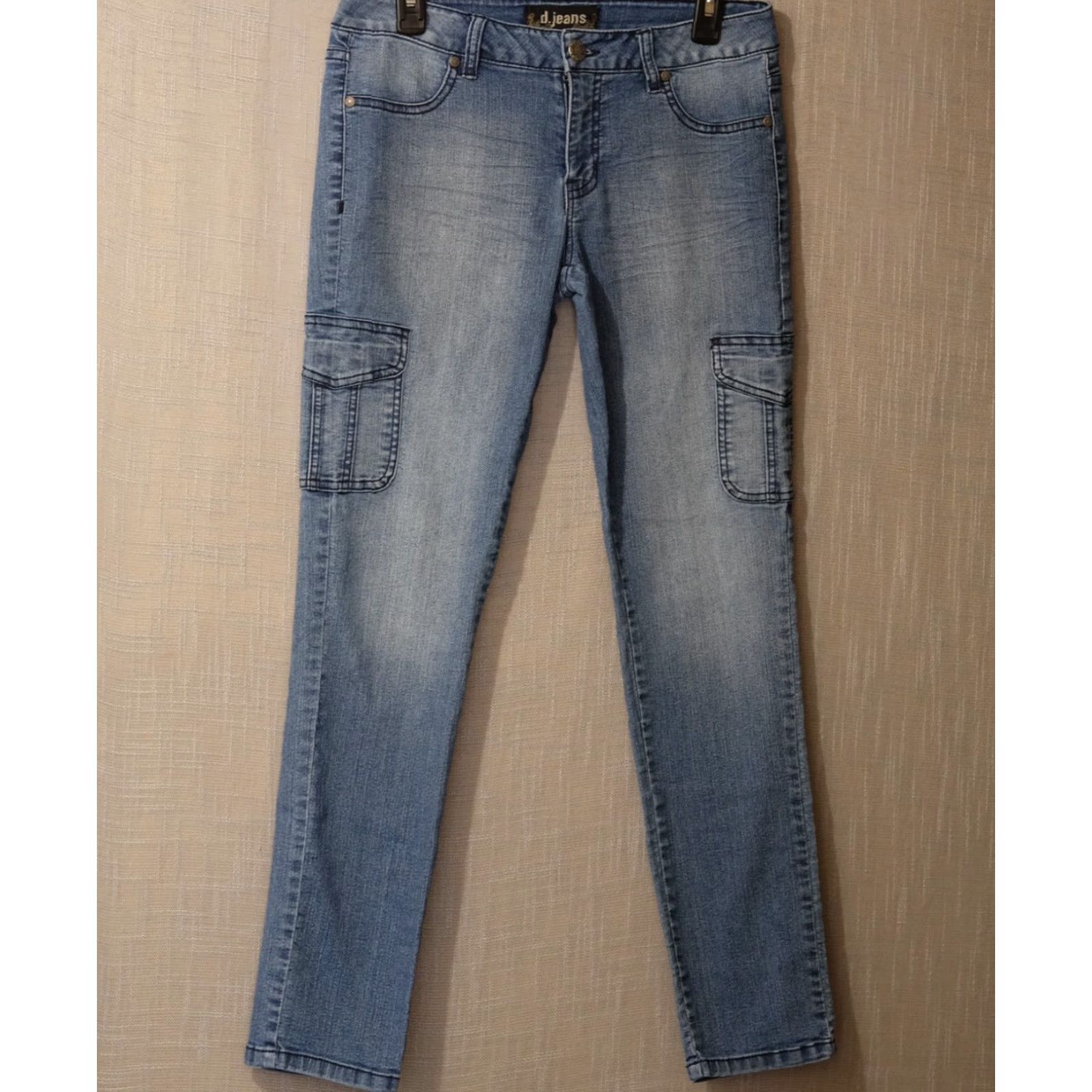 Denime D. Jeans Cargo Jeans Blue Light Wash Denim Stretch Mid-Rise Womens 8 #H96-24 Size 30" / US 8 / IT 44 - 2 Thumbnail