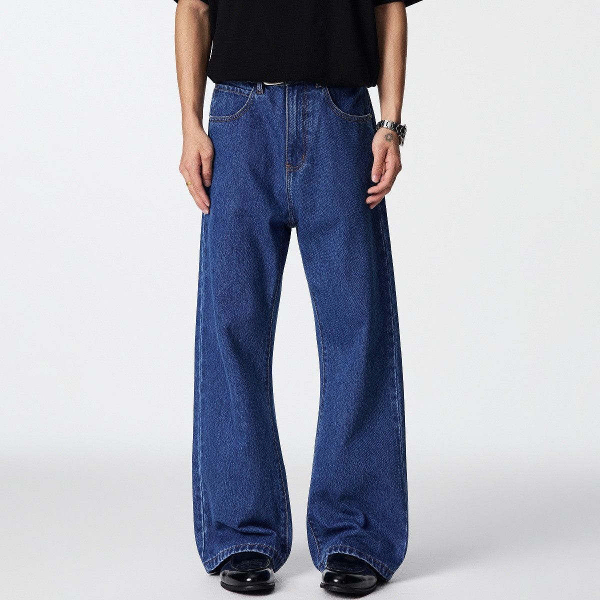 Jean American-style washed casual dark blue retro flared jeans Size US 32 / EU 48 - 1 Thumbnail