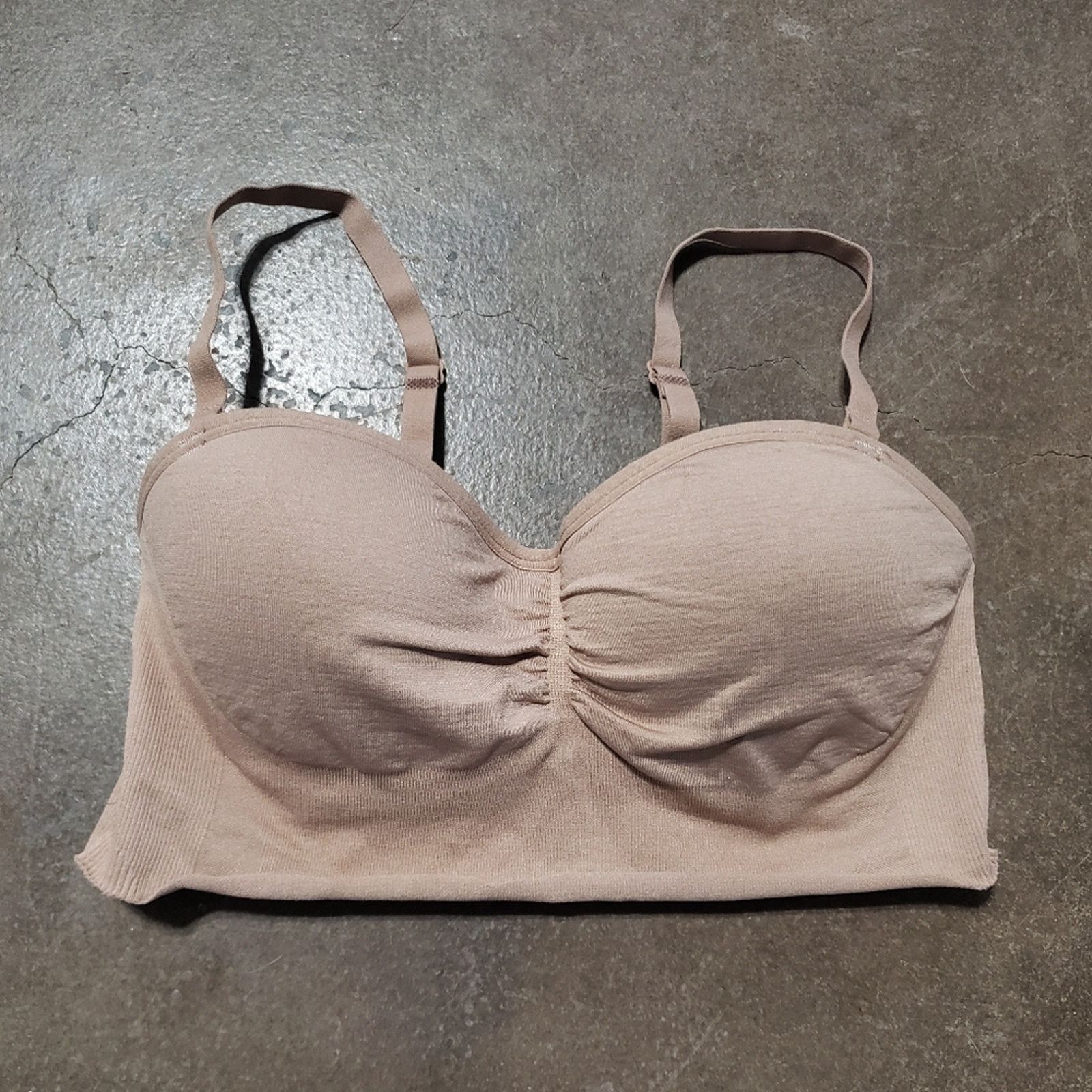 Other Nude Padded Cut Off Sport Bra Size ONE SIZE - 1 Thumbnail