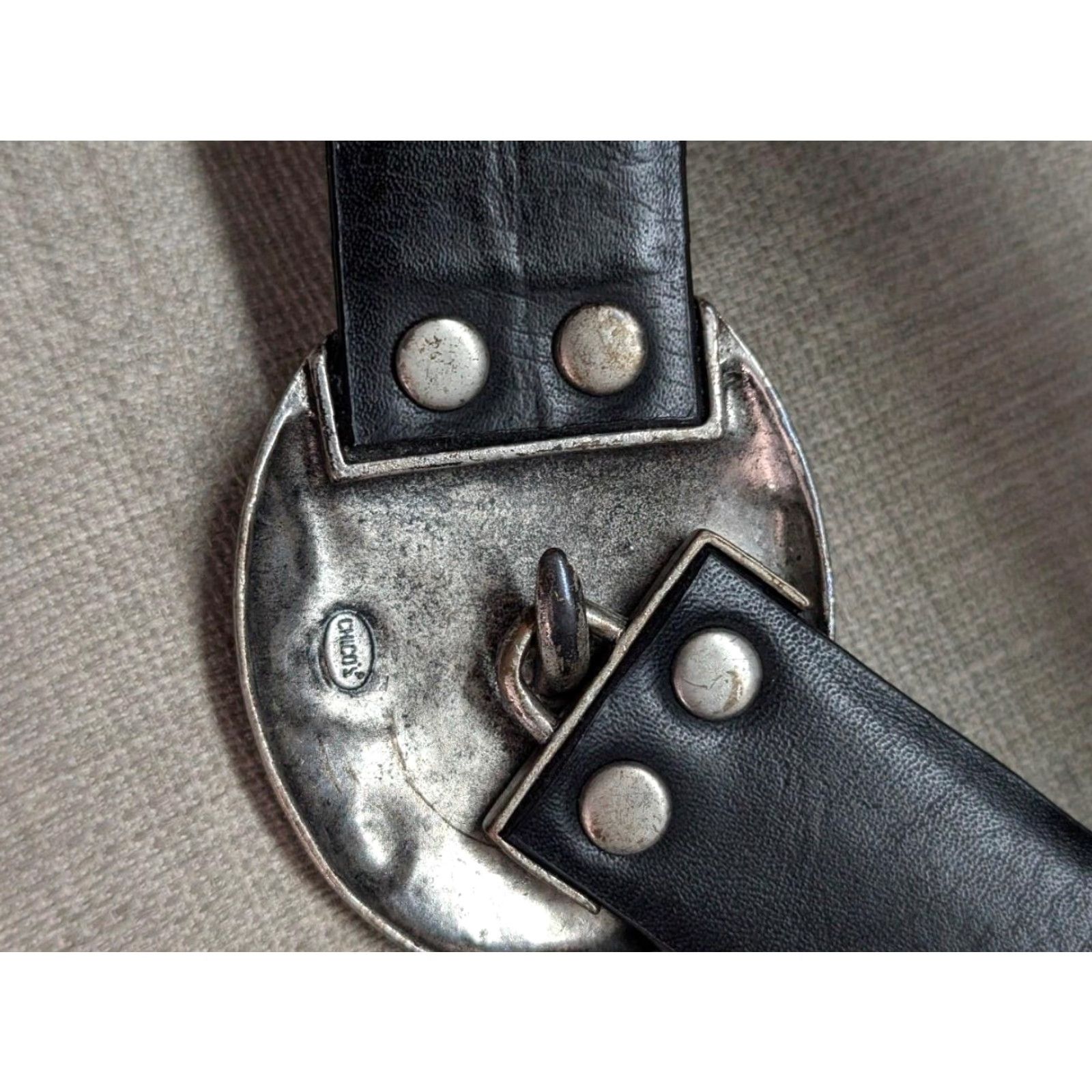 Vintage Chicos black leather belt rhinestone gem-stone insets one size 22-36 Women Size ONE SIZE - 4 Thumbnail