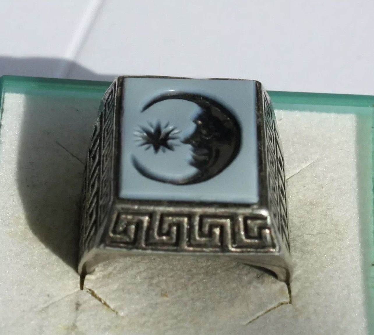 Vintage Very Rare Retro Silver Two Layer Signet Intaglio Seal Ring Size ONE SIZE - 2 Thumbnail