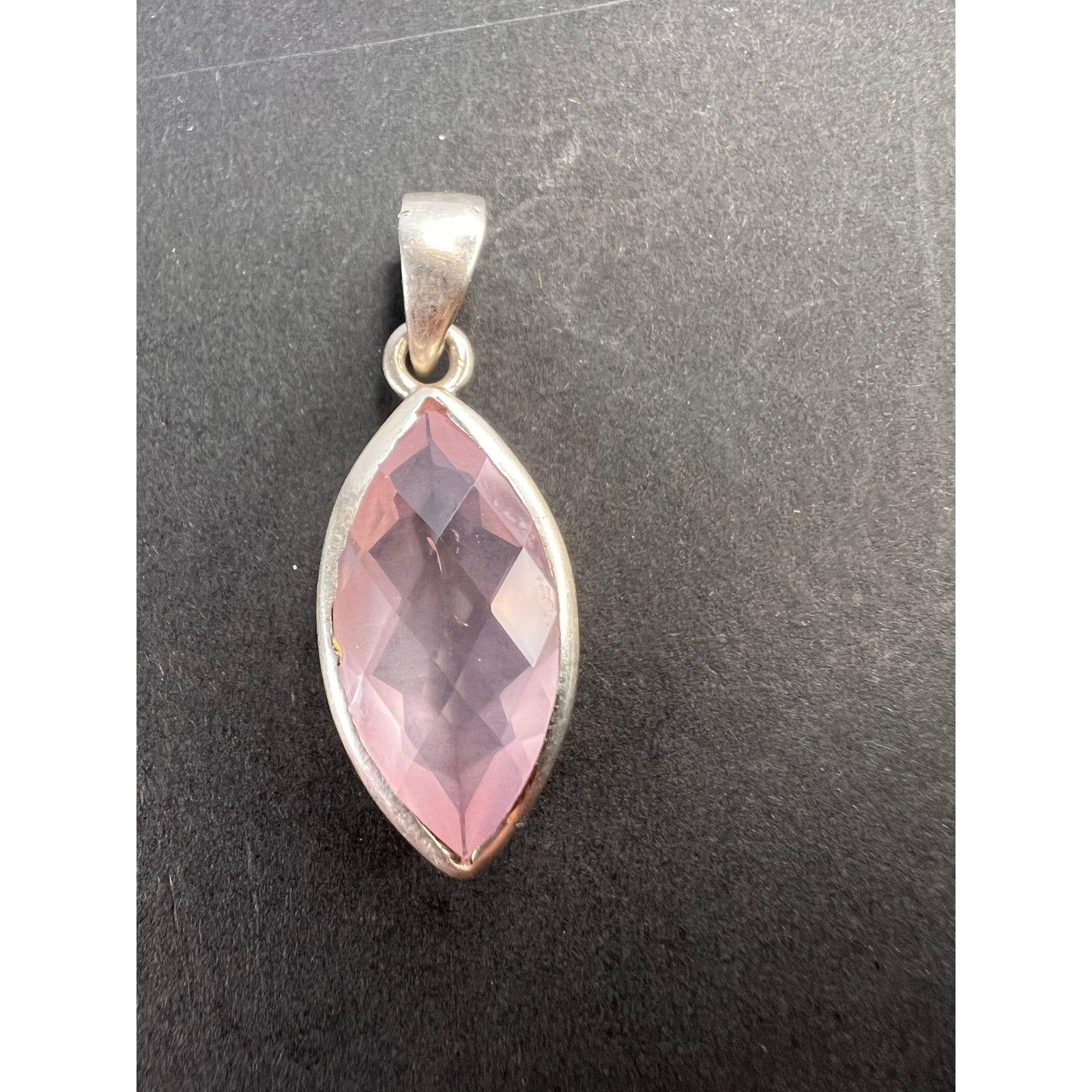 Other NEW Rose Quartz gemstone marquise sterling silver pendant Size ONE SIZE - 1 Thumbnail