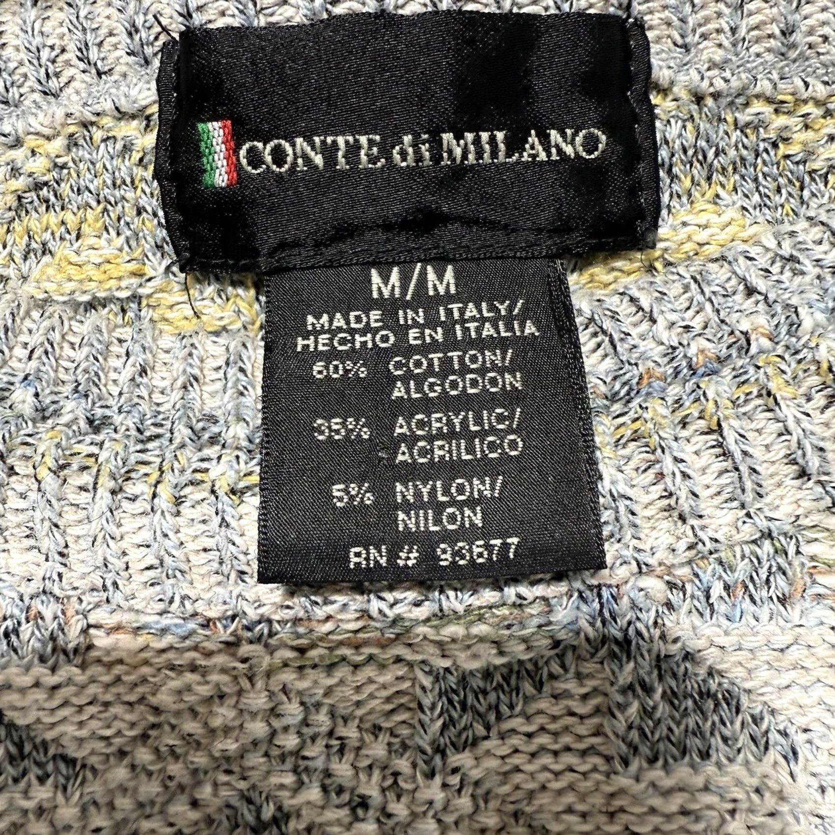 Vintage VINTAGE Conte Di Milano Men's M Sweater Geometric Crew Neck Heavyweight Knit Pullover Size US M / EU 48-50 / 2 - 3 Thumbnail