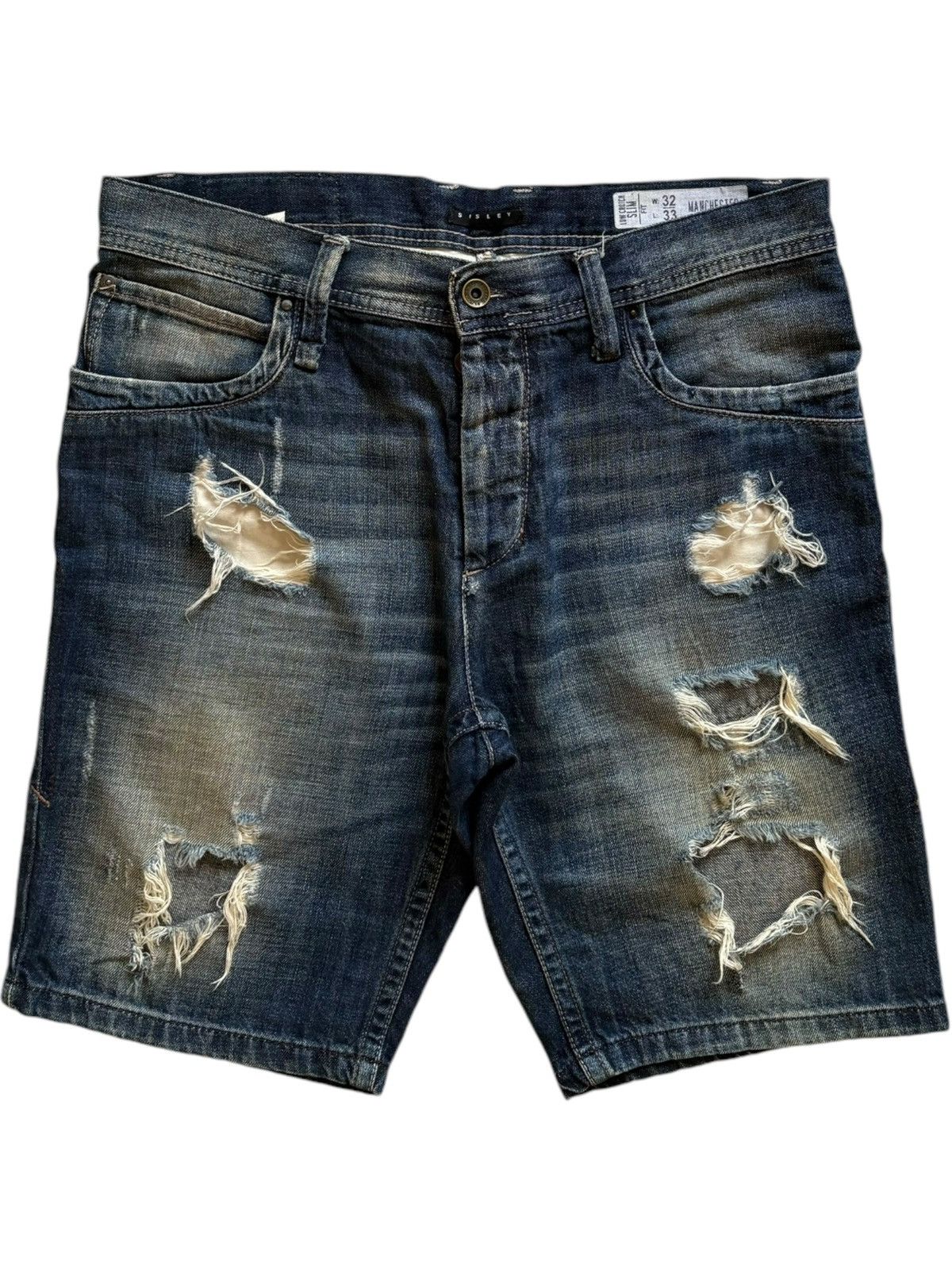 Japanese Brand SALES🔥Vintage Japanese Distressed Buckle Back Jean Shorts Size US 34 / EU 50 - 1 Thumbnail