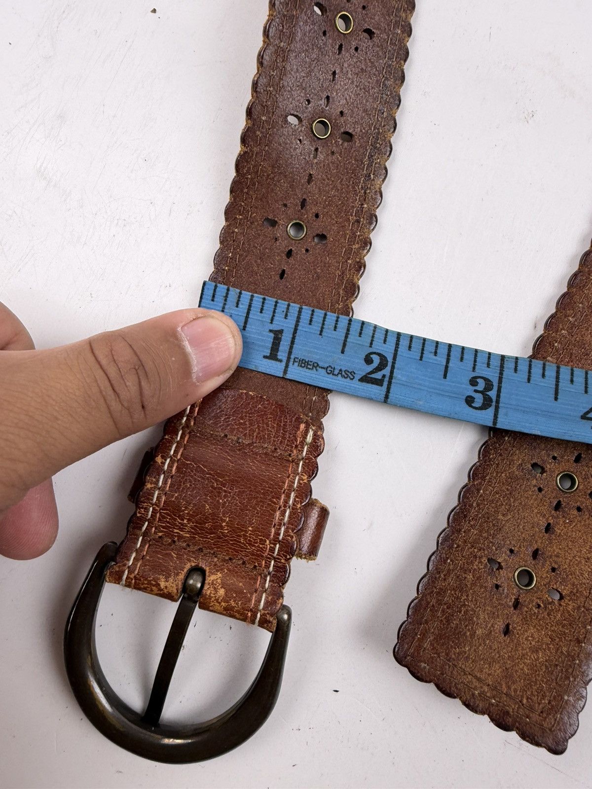 Japanese Brand rare design studded leather belt tc52 Size 32 - 10 Thumbnail