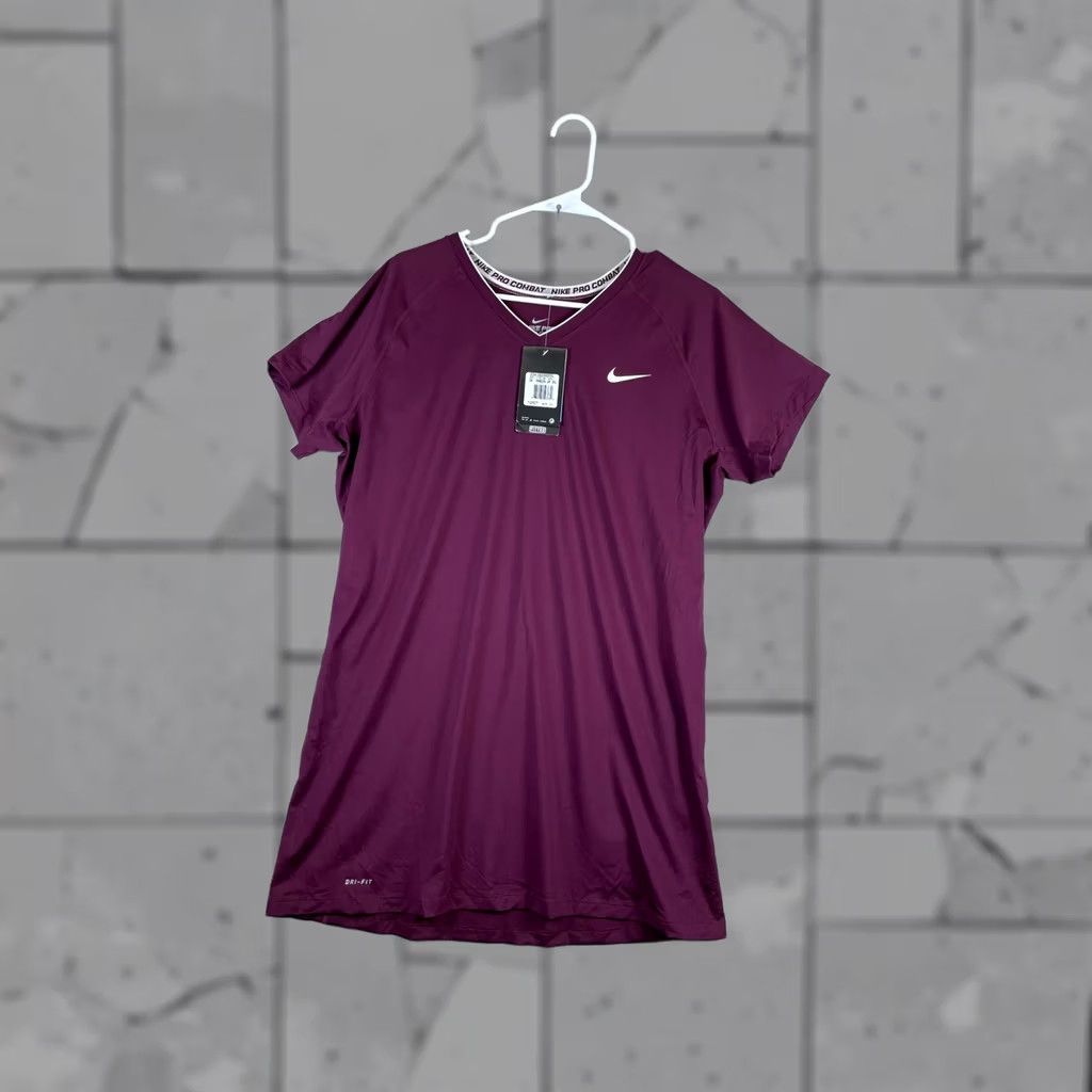 Nike Nike Pro Combat Shirt Mens 3XL Maroon Dri-Fit Fitted V-Neck Base Layer Size US XXL / EU 58 / 5 - 1 Thumbnail