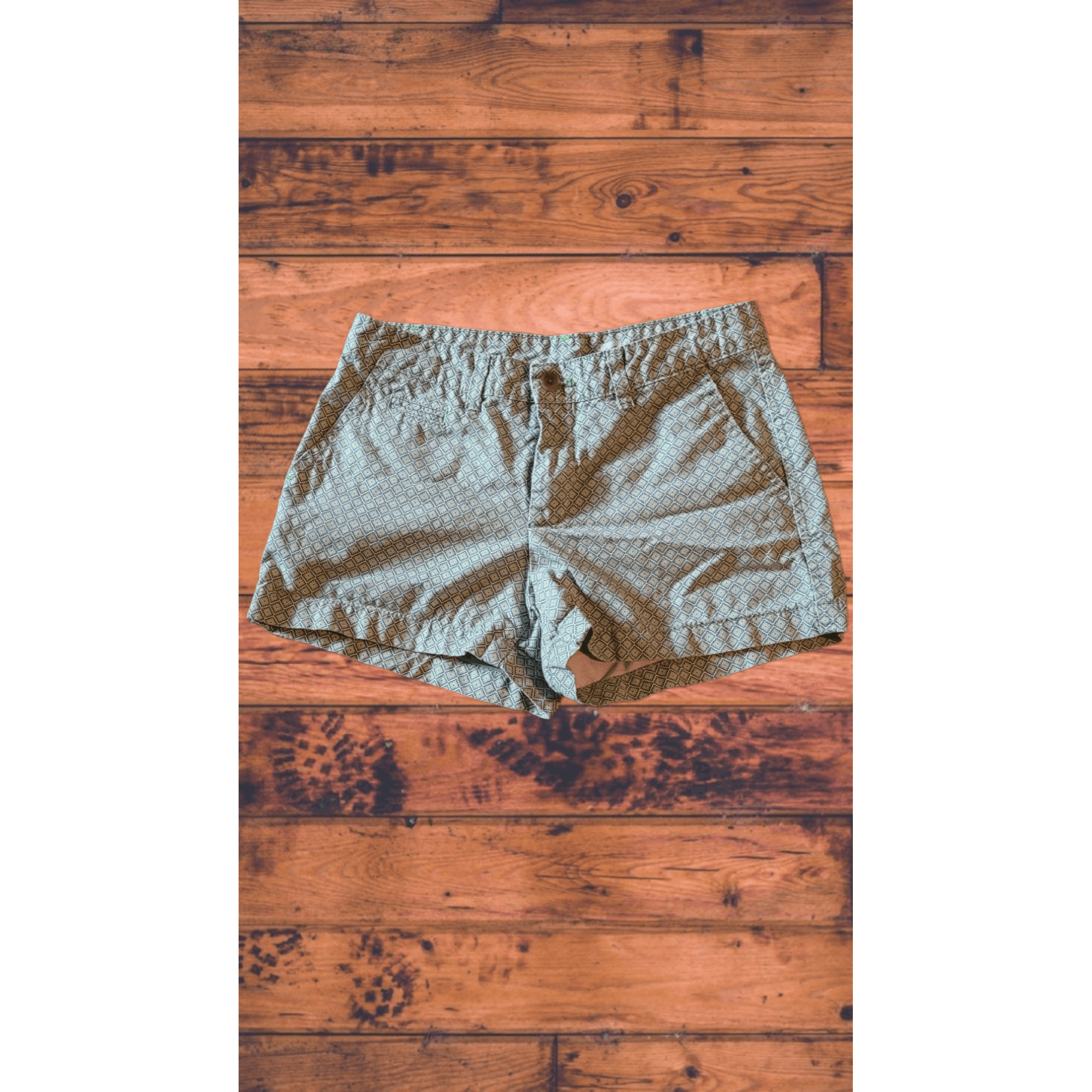 Gap Gap Shorts Women Sz 00 Green Regular Fit Geometric Cuffed Size 23" - 1 Thumbnail