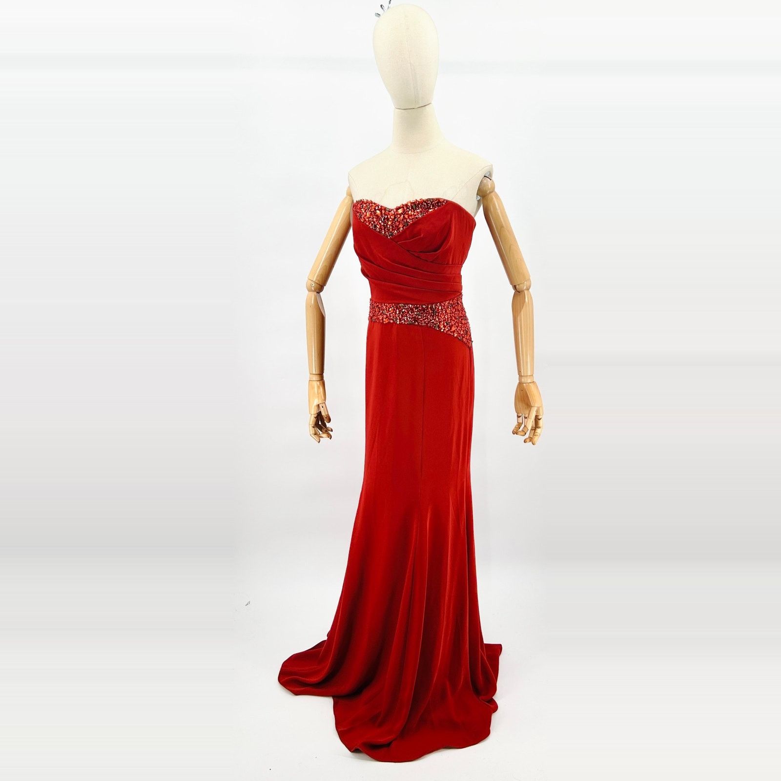 Other NWT Pamella Roland Red Embellished Ruched Strapless Gown Size M / US 6-8 / IT 42-44 - 1 Thumbnail