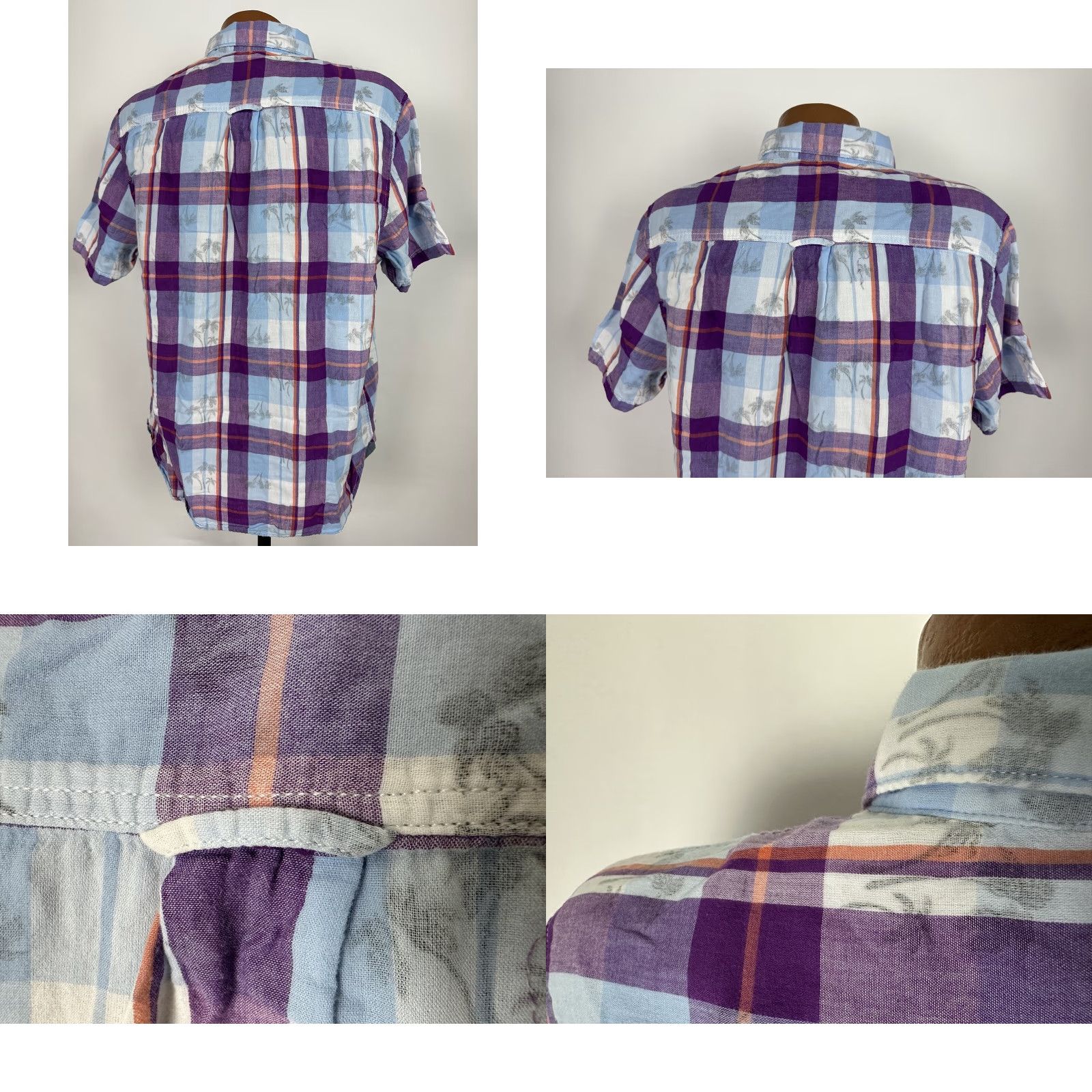 Tommy Bahama VINTAGE Tommy Bahama Shirt Men Large Double-Cloth Hawaiian Beach Palm Trees Plaid Cotton Size US L / EU 52-54 / 3 - 8 Thumbnail