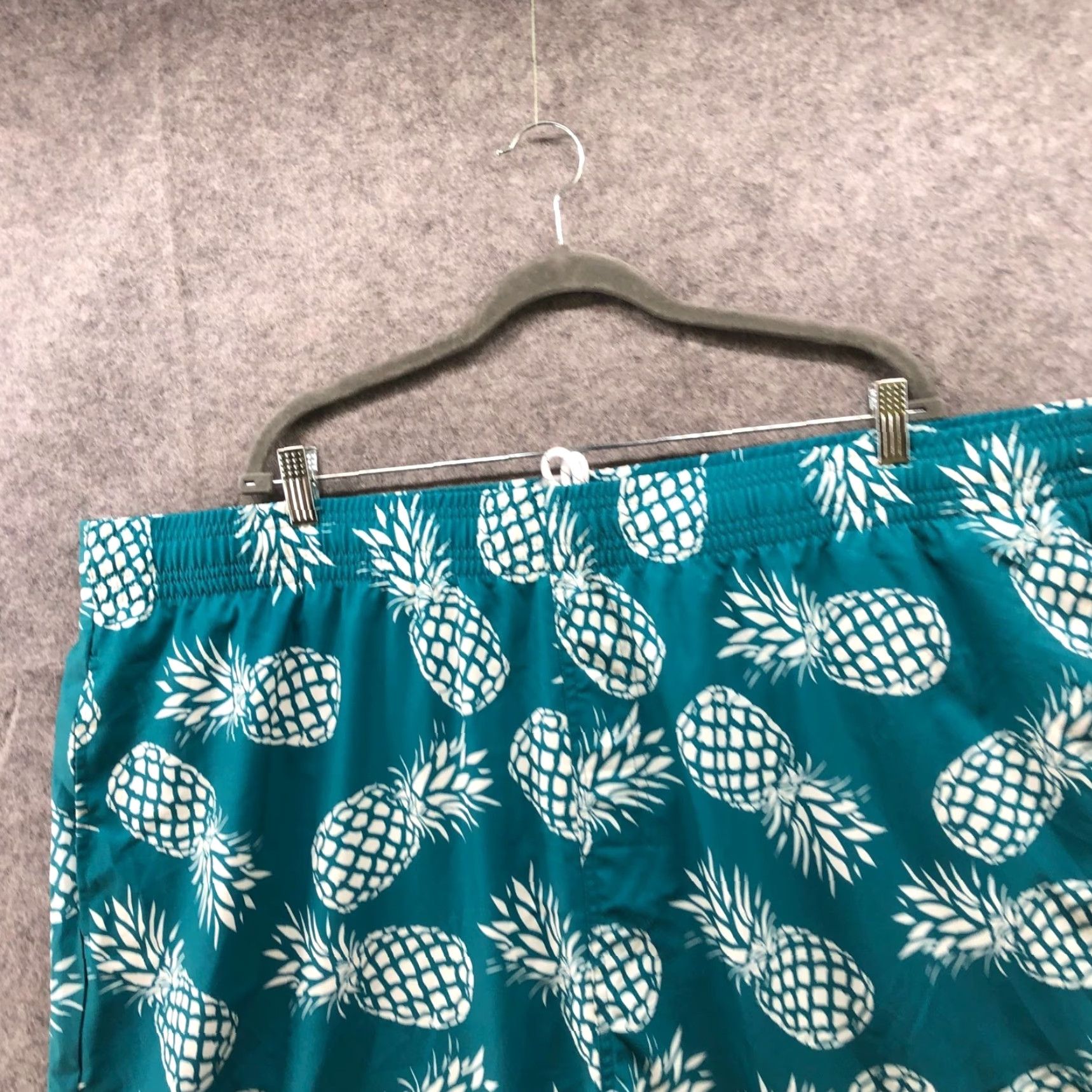 Vintage NWT Brisira Swim Trunks Mens 3XL Teal Pineapple Print Swim Shorts Size US 39 - 3 Thumbnail