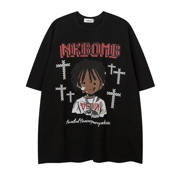 Japanese Brand Fuyuka x Kubo Street Fashion Cartoon Boy Print Men's T-shirt Size US L / EU 52-54 / 3 - 3 Thumbnail
