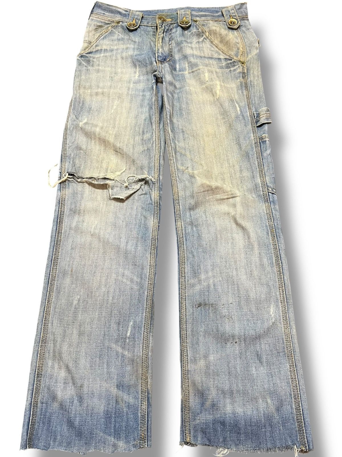Japanese Brand Vintage Kalalion Mudwash Carpenter Buckle Belt Denim Size US 31 - 1 Thumbnail