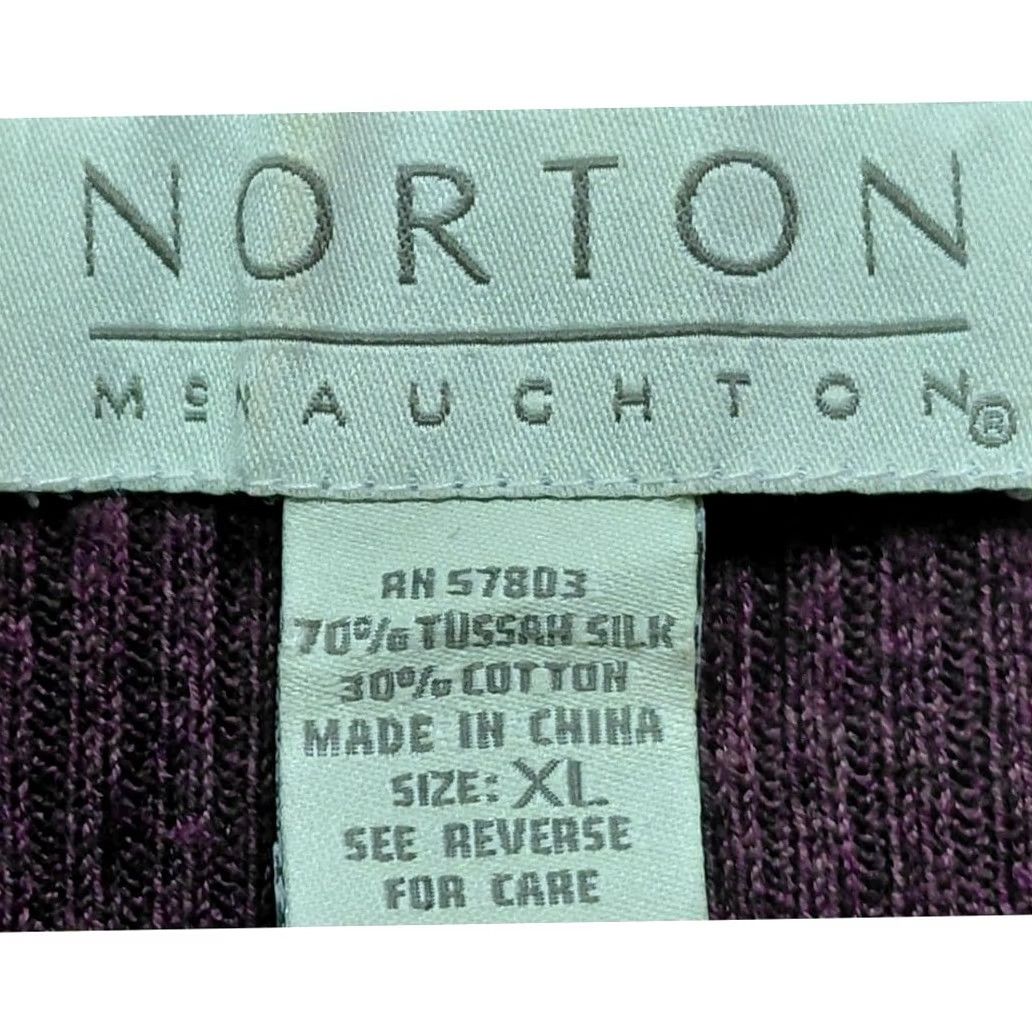 Vintage Norton Silk Blend Top Purple 3/4 Sleeve Women XL Knit Crew Neck Pullover Solid Holiday/Workwear Size XL / US 12-14 / IT 48-50 - 3 Thumbnail