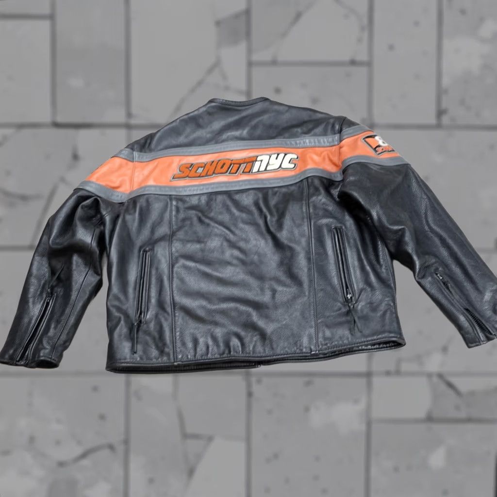 Vintage VINTAGE Schott NYC Mens Jacket Black Leather Cafe Racer 2XL Double Sided Made in USA Size US L / EU 52-54 / 3 - 1 Thumbnail