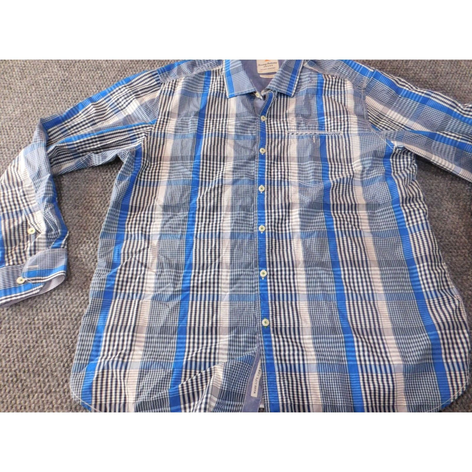 Tommy Bahama Tommy Bahama Shirt XL Blue Plaid Button-Down Modern Fit Mens Regular Long Sleeve Size US XL / EU 56 / 4 - 3 Thumbnail