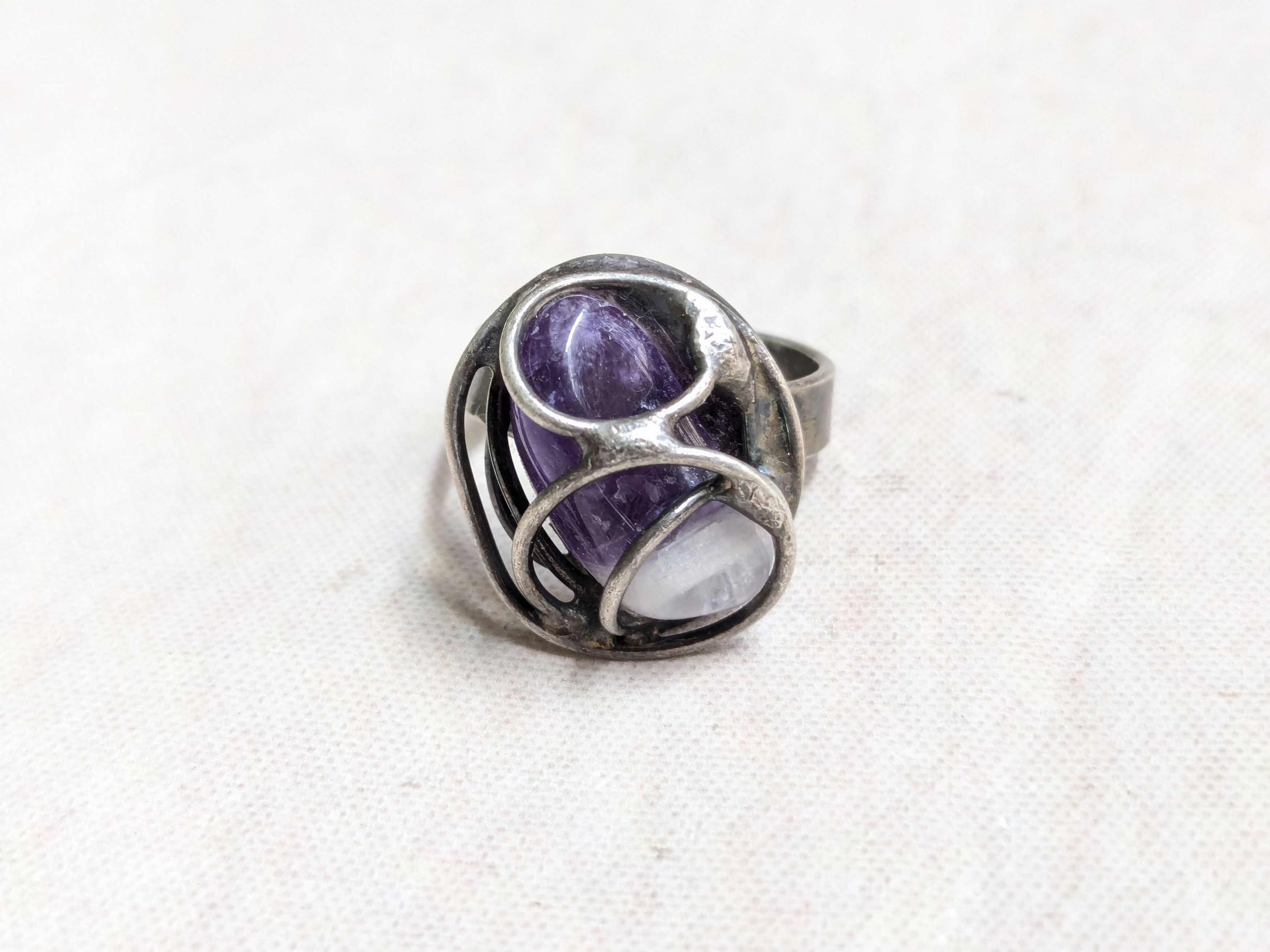 Jewelry × Vintage Vintage Sterling Silver Amethyst Ring Purple Denmark Size ONE SIZE - 3 Thumbnail