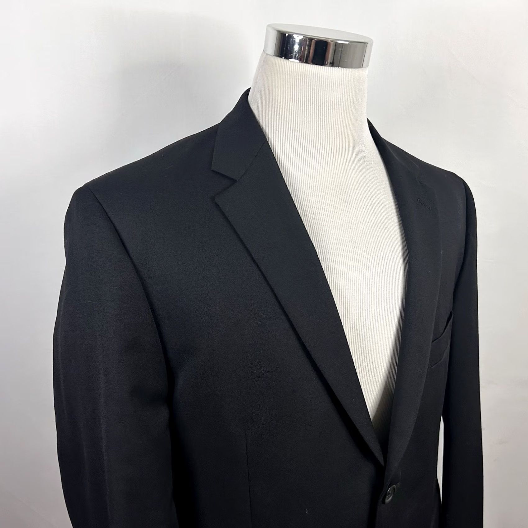 Pronto Uomo Pronto Uomo Sport Coat 44S Wool All Black 2-Button Lined Double-Vented Men Jacket Single-Breasted Notch Lapel Wool 100% Formal Lightweight Size US S / EU 44-46 / 1 - 2 Thumbnail