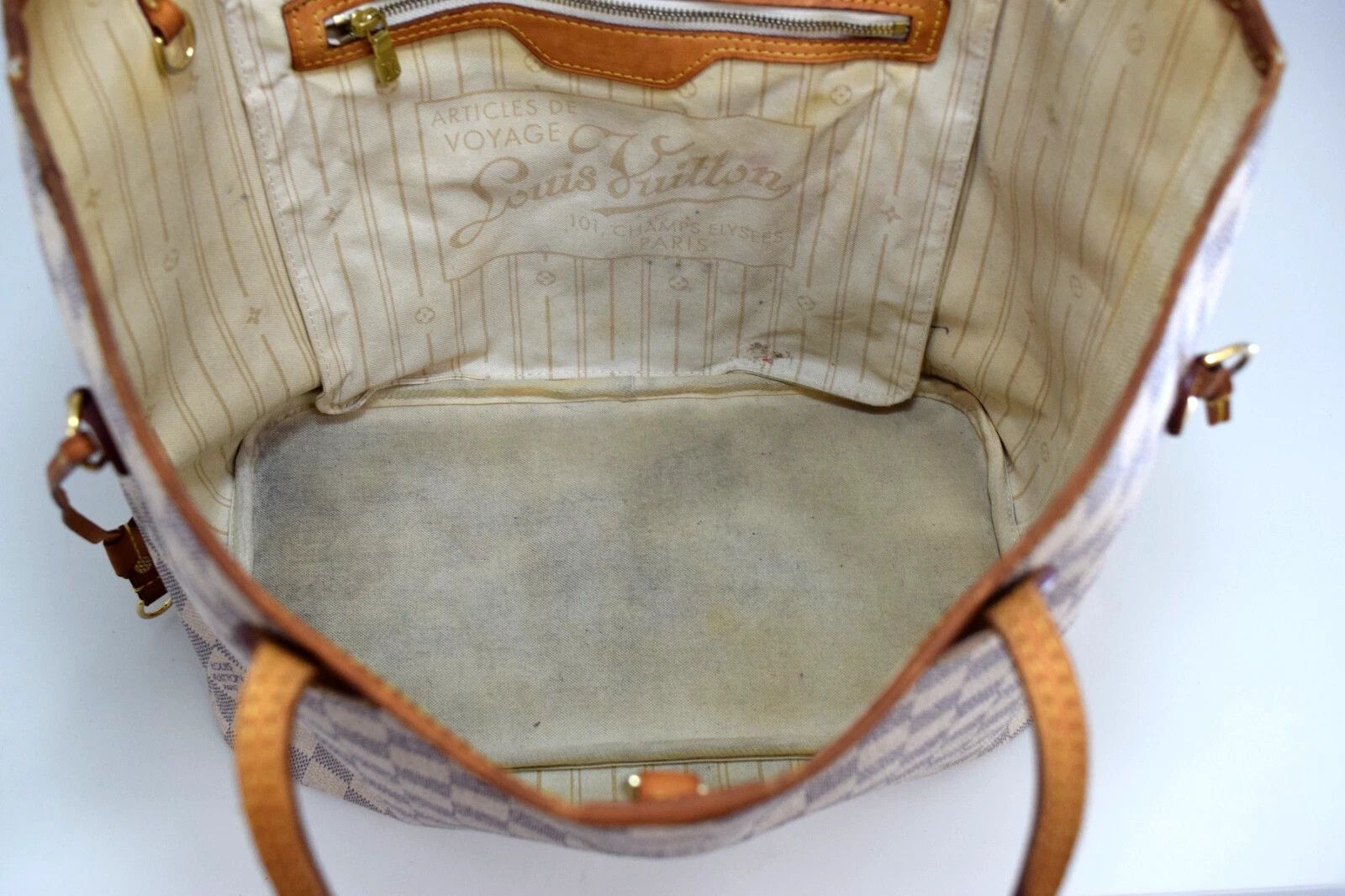 Louis Vuitton Louis Vuitton Neverfull Tote Bag Damier Azur Canvas N51107 Size ONE SIZE - 12 Thumbnail