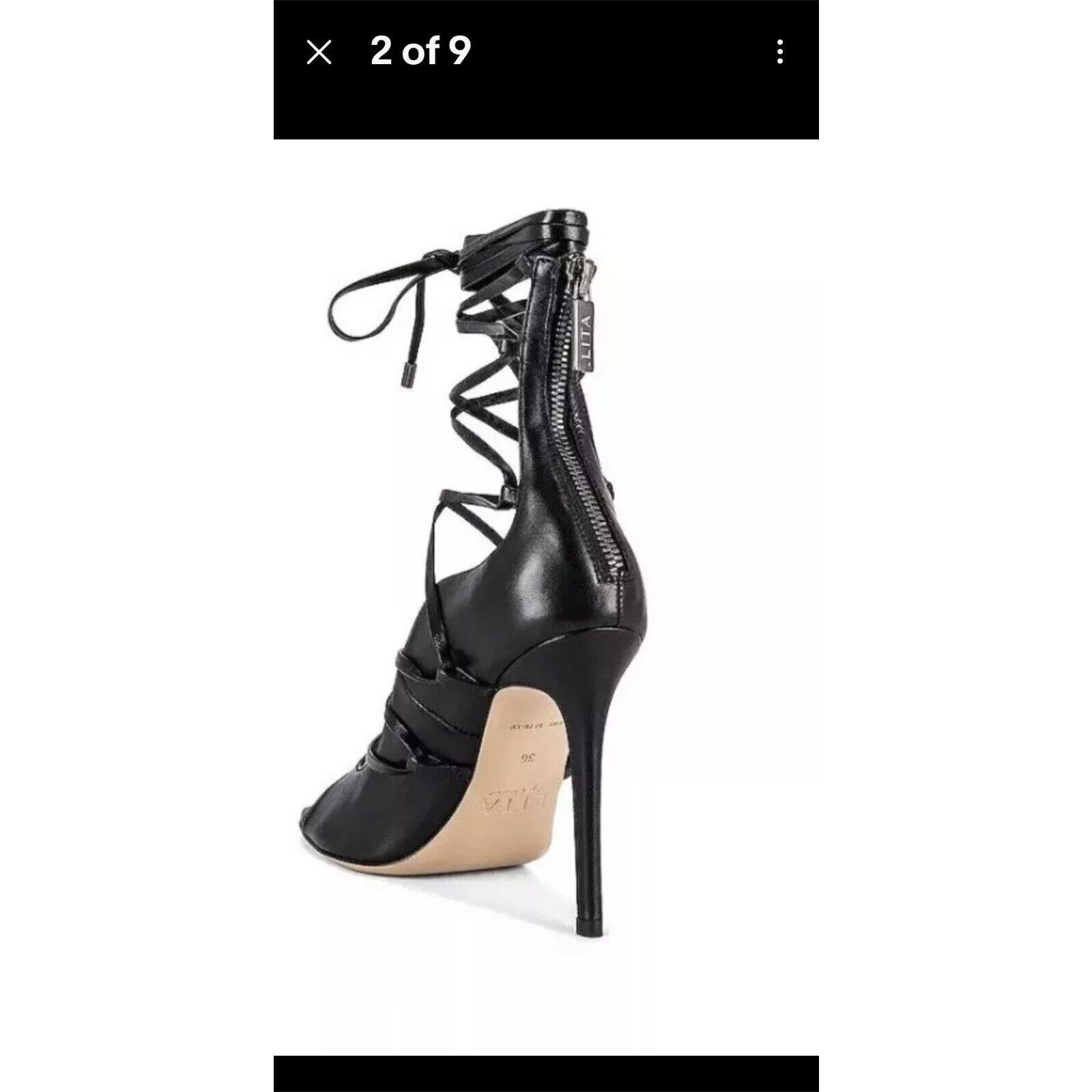 REVOLVE Revolve LITA by Ciara Strappy Leather Heel Sandal Blk EU 41 Size US 10 / IT 40 - 2 Thumbnail