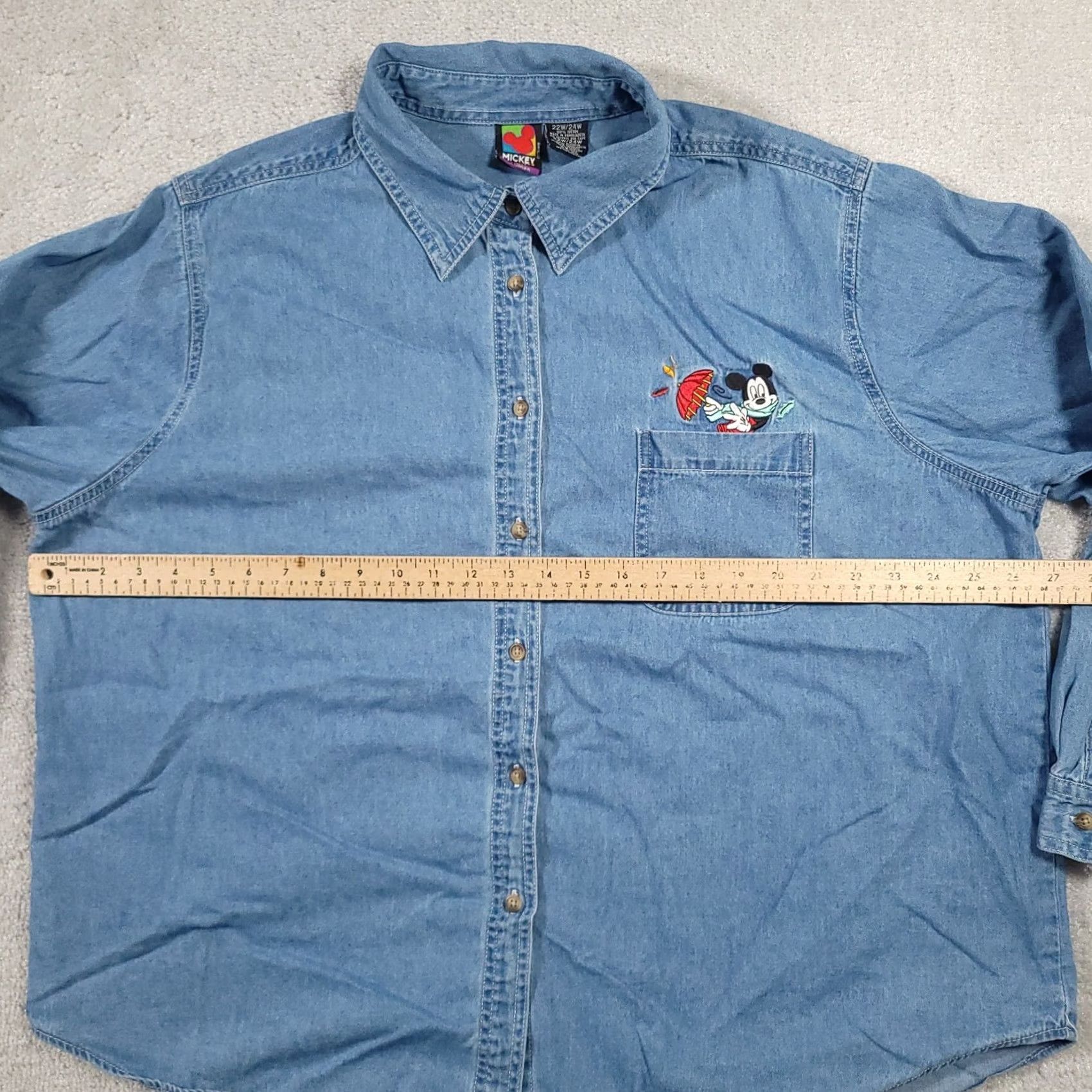 Mickey Unlimited VINTAGE Mickey Unlimited Shirt Denim Button Up Embroidered Pocket 90s Womens 24W Blue Cotton Shirt Women Menstrual? Size 4XL / US 24-26 - 5 Thumbnail