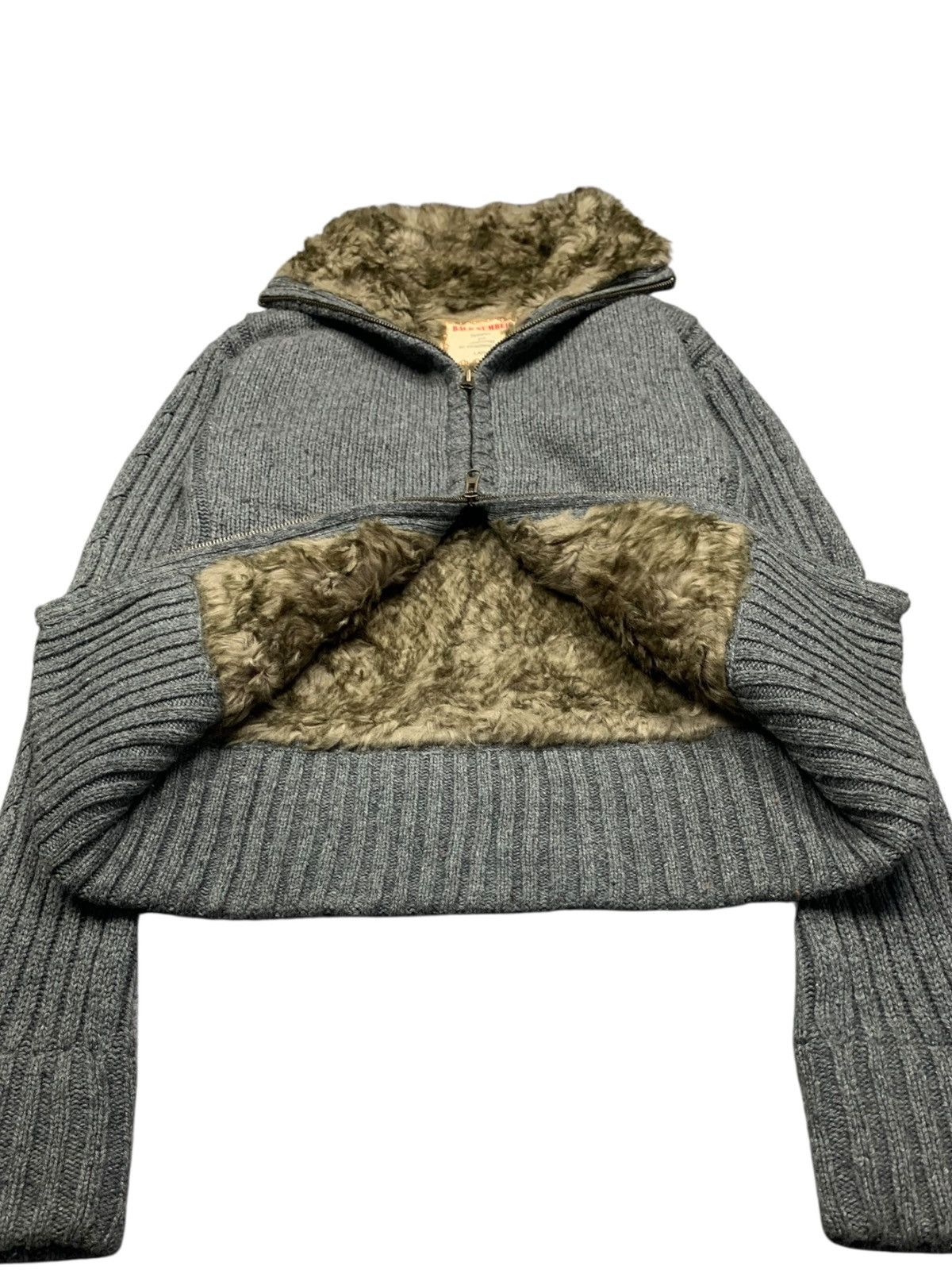 Le Grande Bleu (L.G.B.) Y2k BACK NUMBER fur highneck knited flared sleeve jacket Size US L / EU 52-54 / 3 - 5 Thumbnail