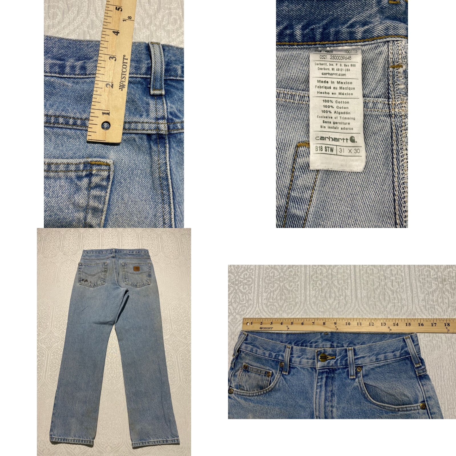 Carhartt Carhartt B18 STW Traditional Fit Jeans Mens 31x30 Distressed Straight Lifted by 5-Pocket Design Blue 31 Mens Denim Distressed Jeans Size US 31 - 8 Thumbnail