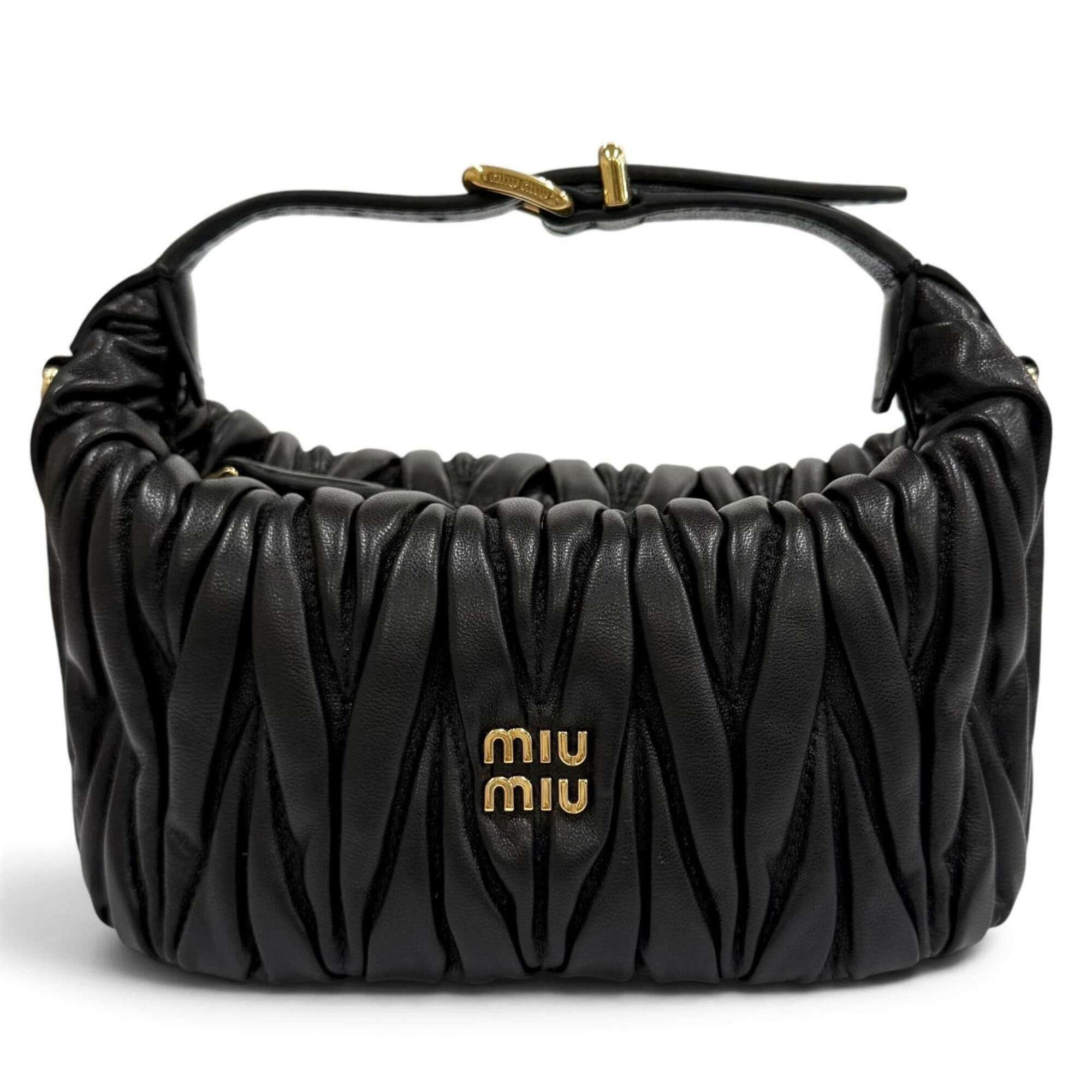 Miu Miu Miu Miu MIUMIU 5NE026 Logo Hardware Matelassé 2-Way Lambskin Shoulder Bag Black Made in Italy Women's with Dust Size ONE SIZE - 1 Thumbnail