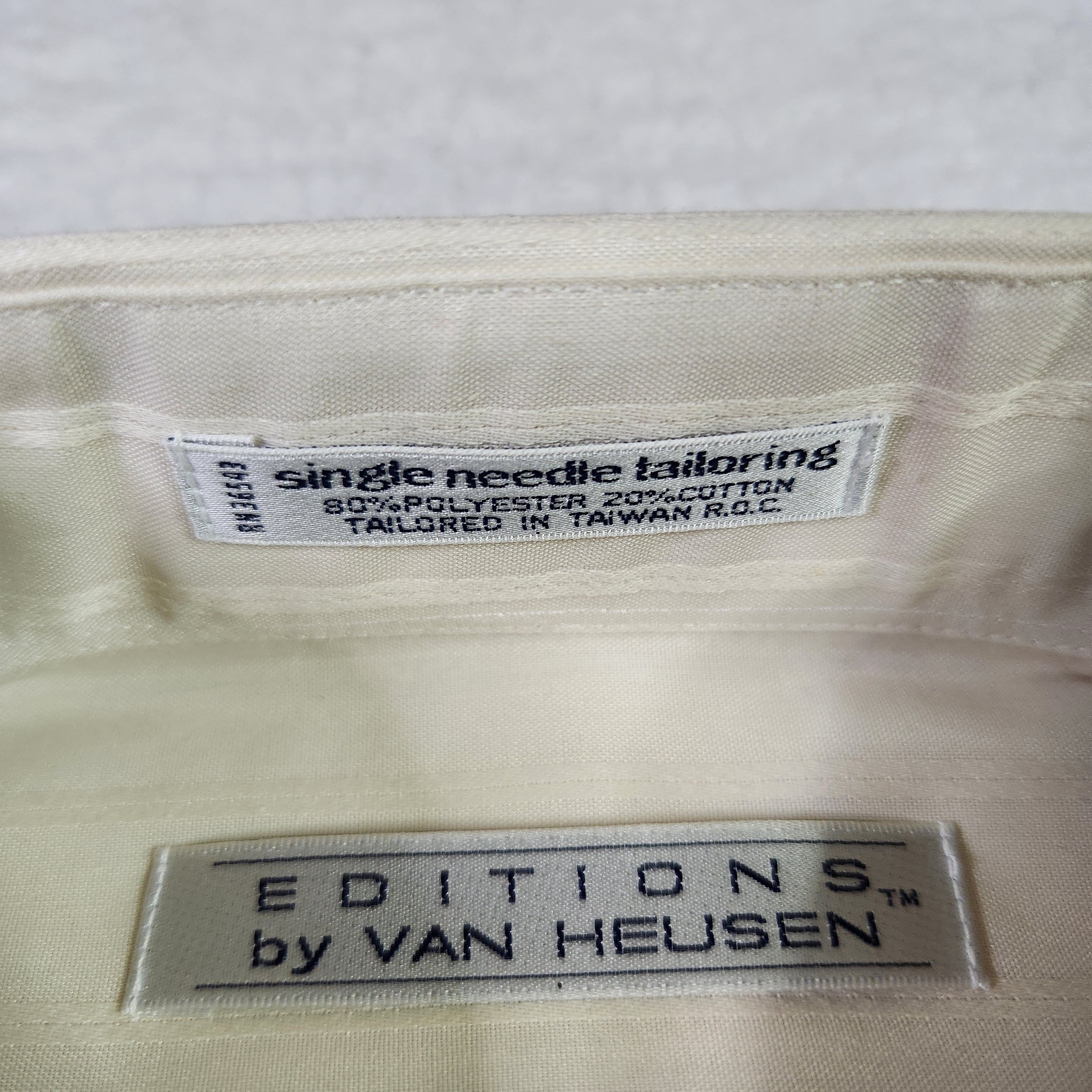 Van Heusen VINTAGE Van Heusen Half Sleeve Dress Shirt 15.5 Cream Stripe Size US L / EU 52-54 / 3 - 6 Thumbnail