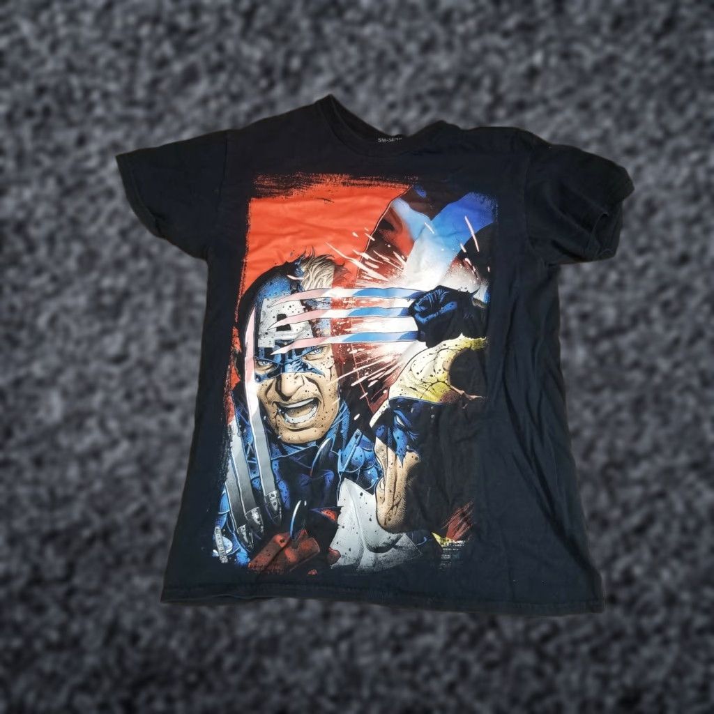 Vintage VINTAGE? No, not vintage. Title: Marvel Comics Captain America VS Wolverine Black Graphic T-Shirt Mens S Short Sleeve Crew Neck Cotton Size US S / EU 44-46 / 1 - 1 Thumbnail