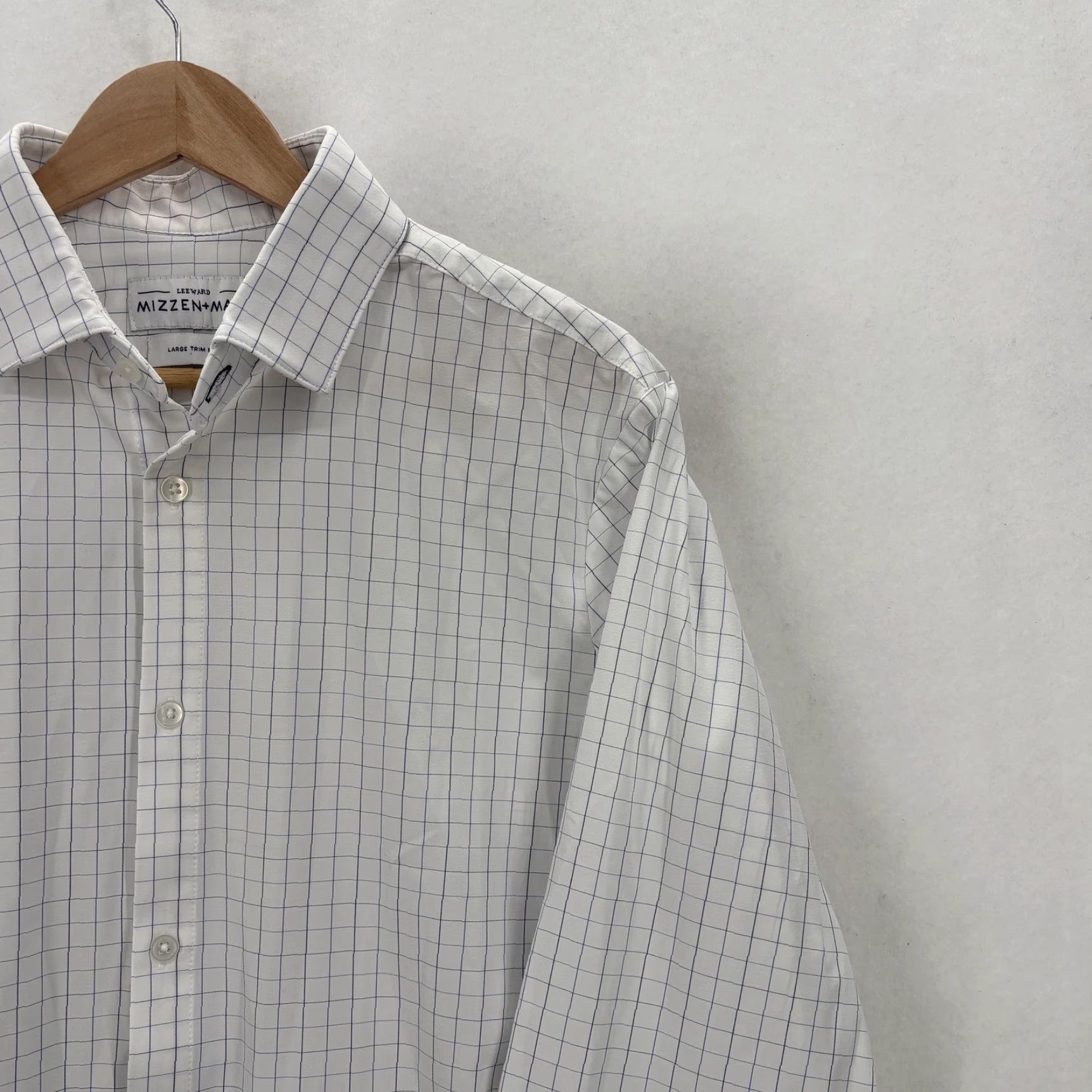 Mizzen+Main Mizzen+Main Leeward Shirt Mens Large White Check Trim Fit Non Iron Stretch Work Shirt Size US L / EU 52-54 / 3 - 2 Thumbnail